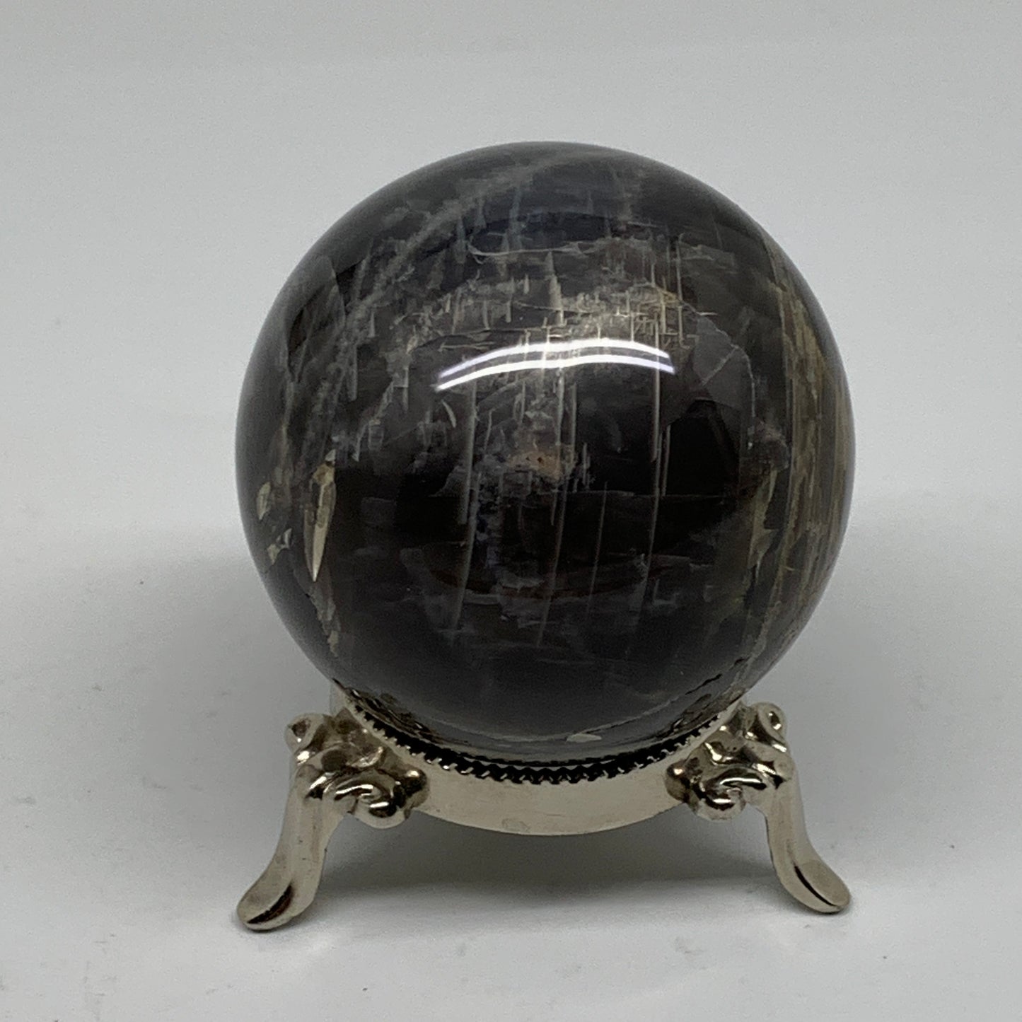 0.76 lbs, 2.5"(63mm), Black Moonstone Sphere Ball Gemstone Polished, B37533