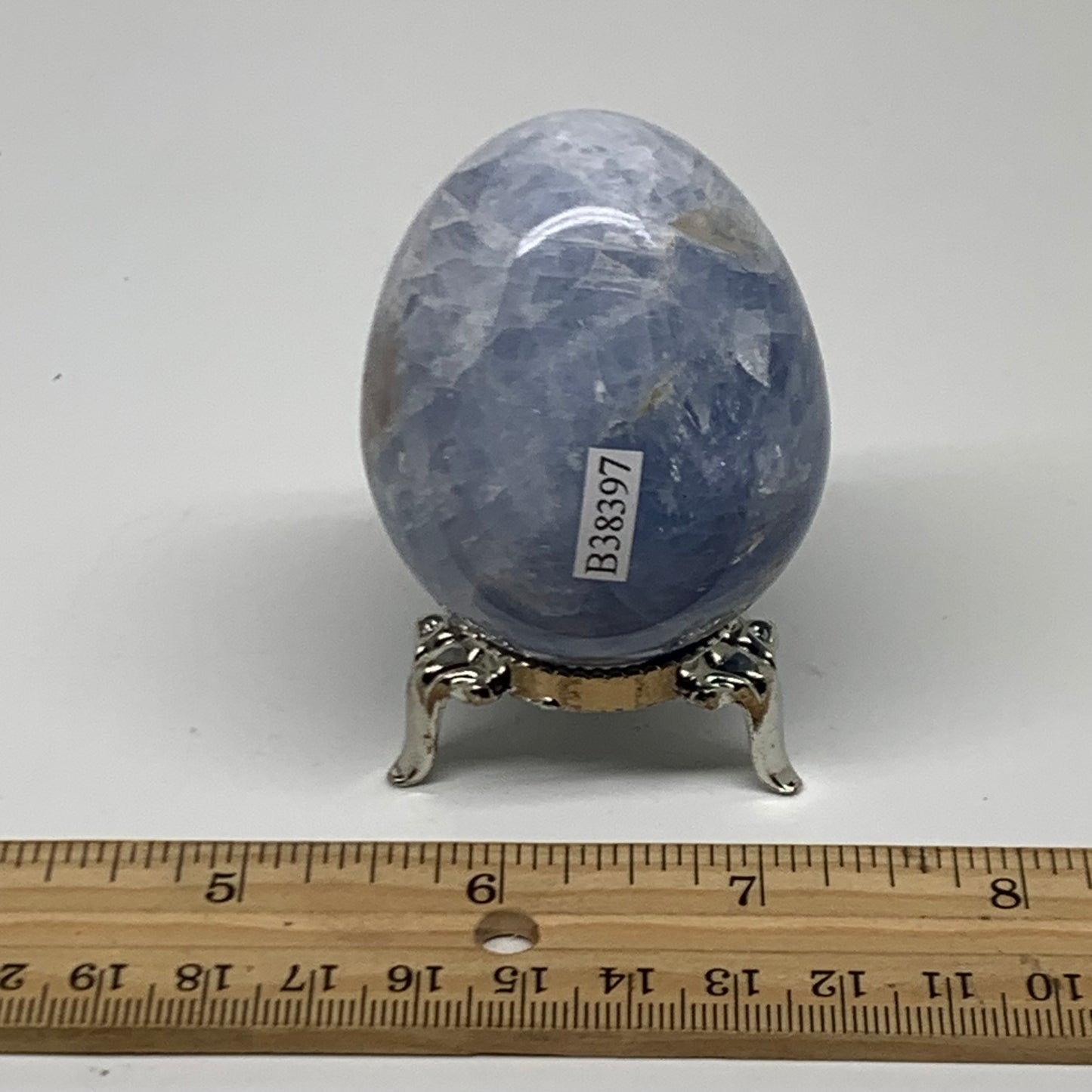 175.3g, 2.4"x1.8", Natural Blue Calcite Egg Polished Crystal @Madagascar, B38397