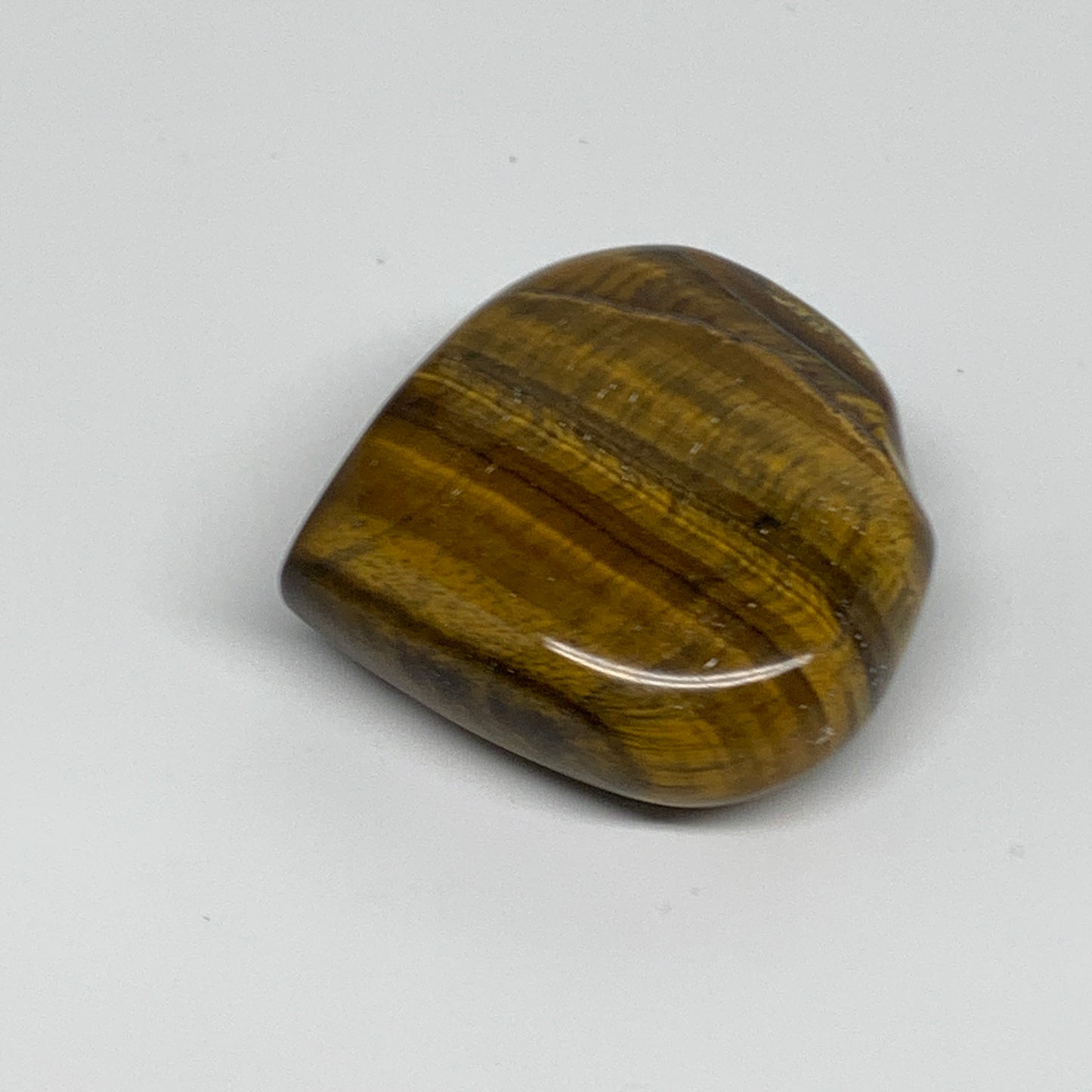 87.1g, 2"x2.1"x0.8", Tiger's Eye Heart Polished Healing Crystal @India, B33871