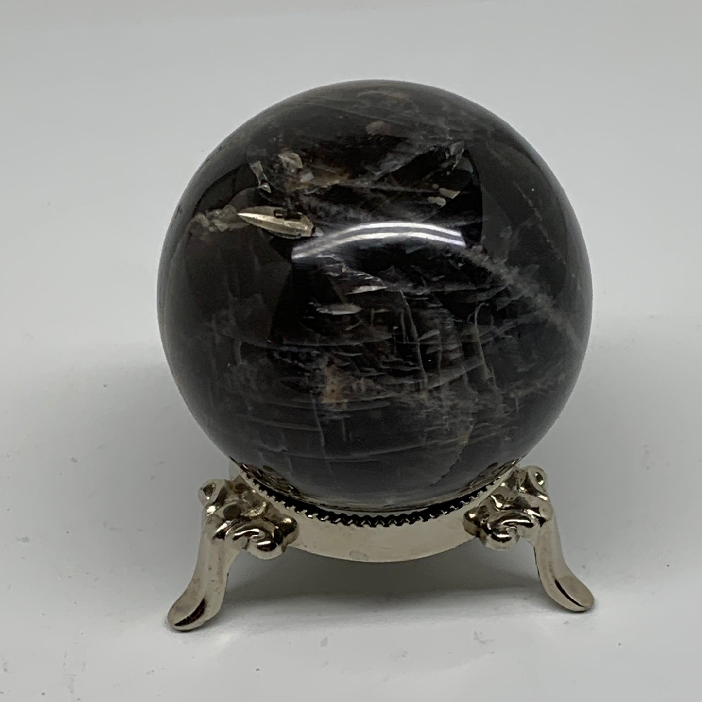 0.76 lbs, 2.5"(63mm), Black Moonstone Sphere Ball Gemstone Polished, B37533