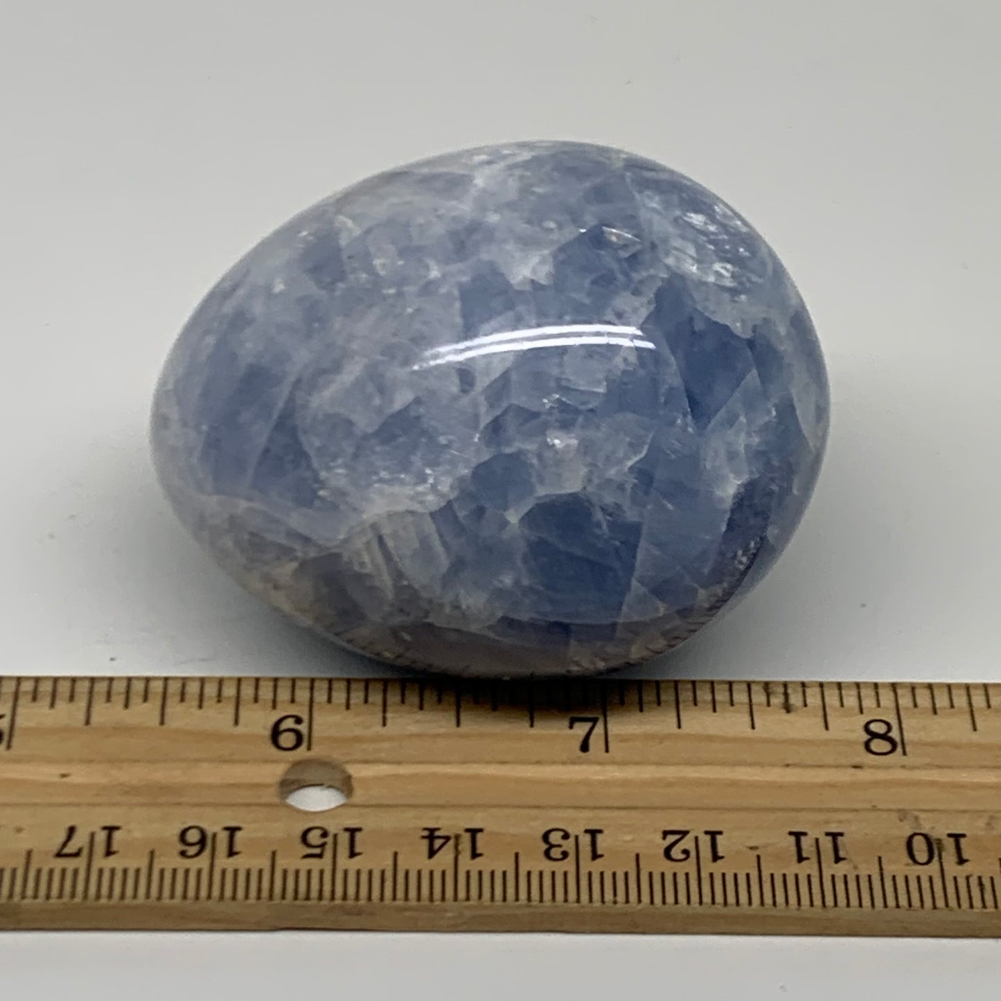 175.3g, 2.4"x1.8", Natural Blue Calcite Egg Polished Crystal @Madagascar, B38397