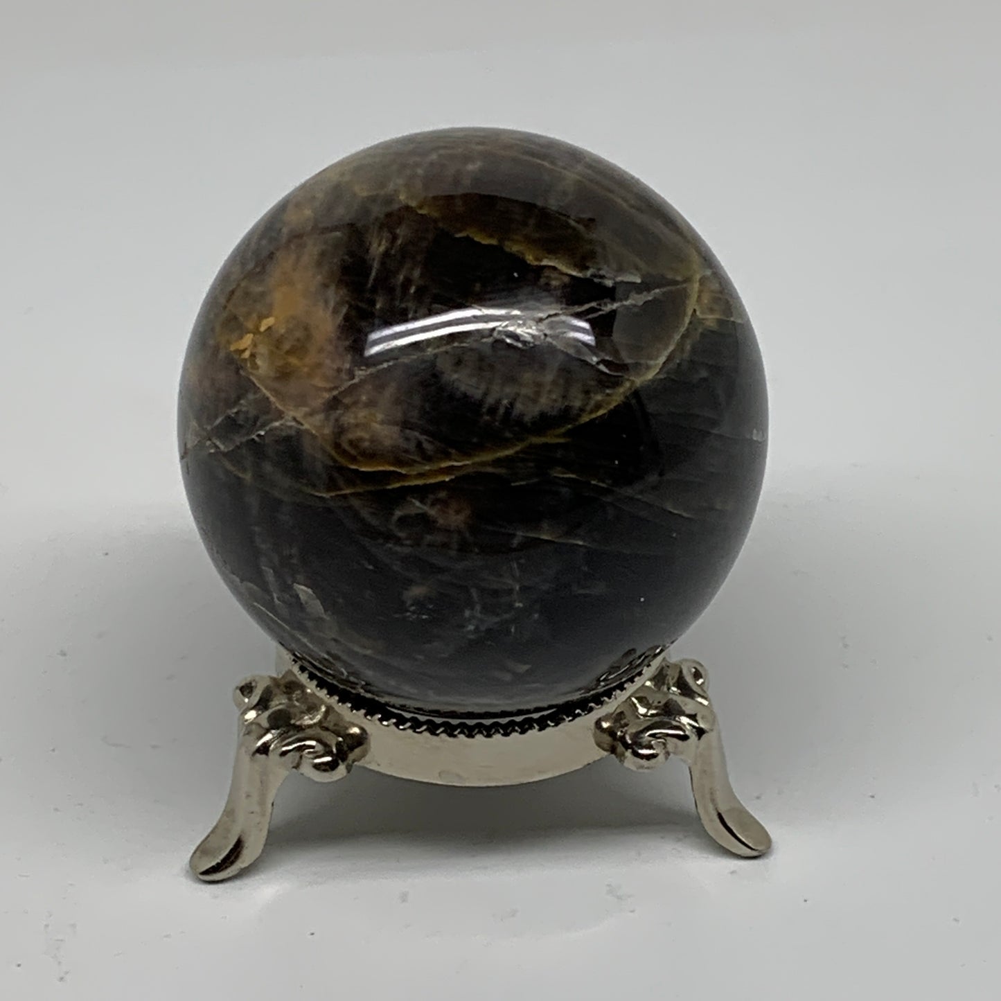 0.76 lbs, 2.5"(63mm), Black Moonstone Sphere Ball Gemstone Polished, B37533