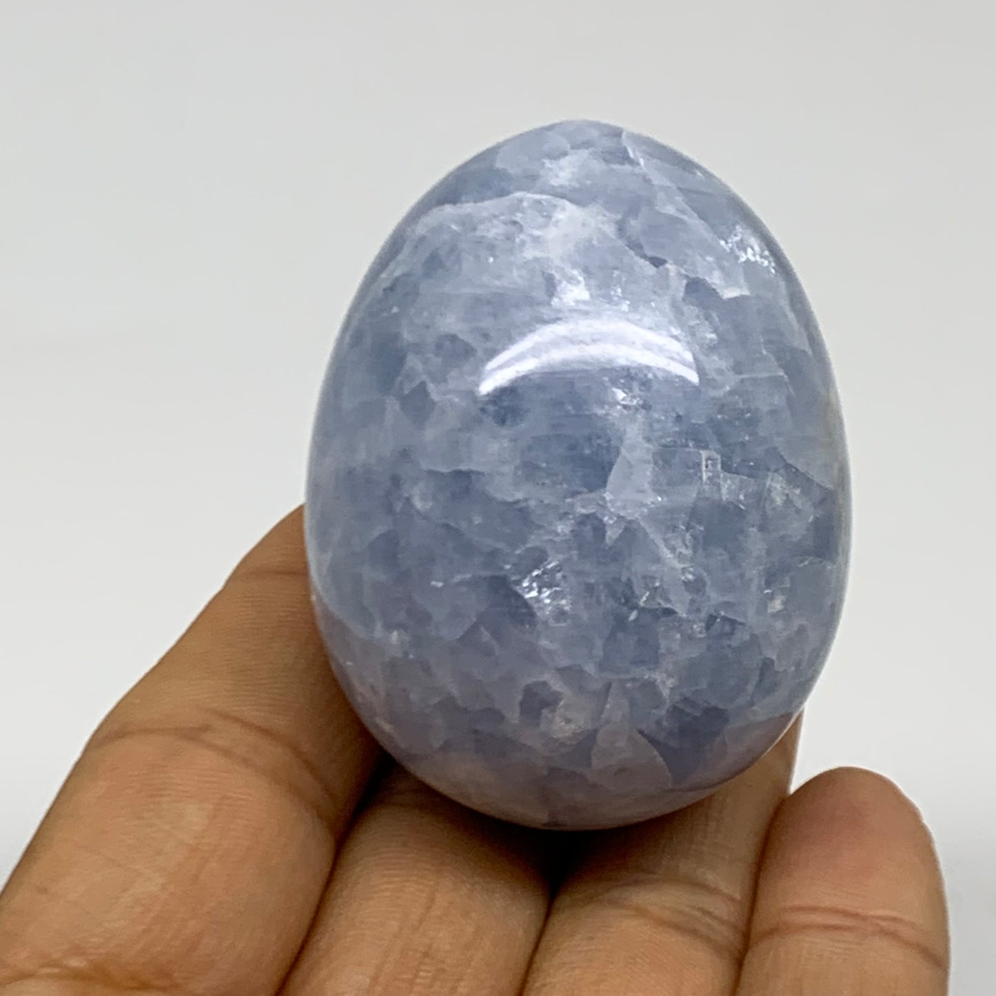 120g, 2"x1.6", Natural Blue Calcite Egg Polished Crystal @Madagascar, B38398