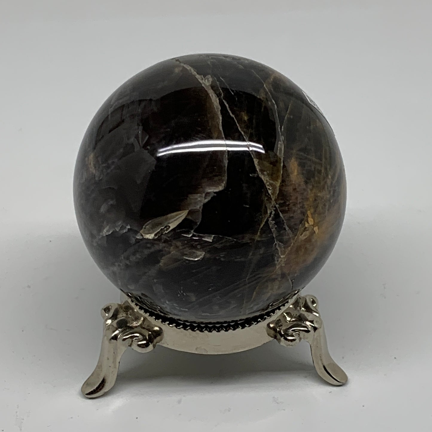 0.76 lbs, 2.5"(63mm), Black Moonstone Sphere Ball Gemstone Polished, B37533