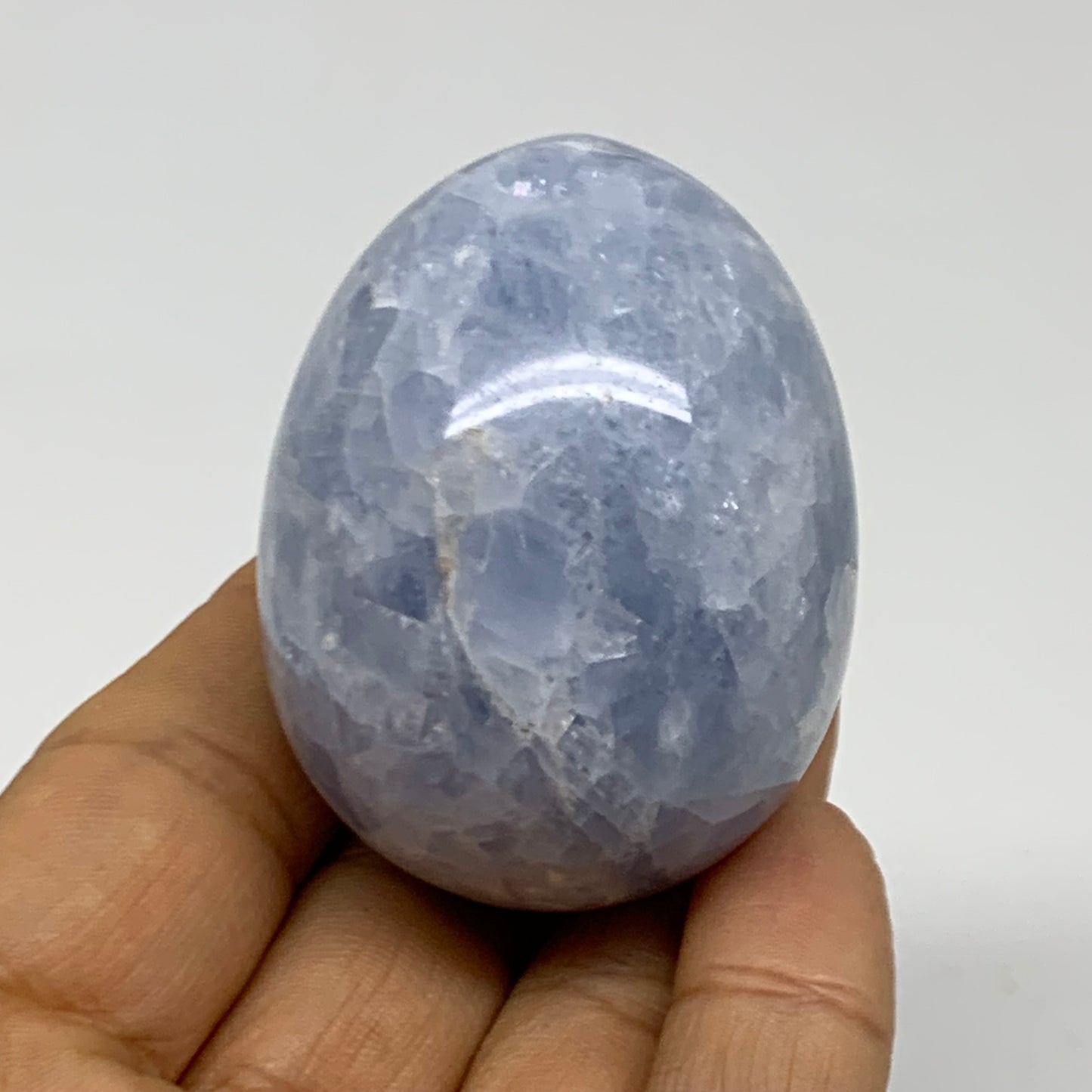 120g, 2"x1.6", Natural Blue Calcite Egg Polished Crystal @Madagascar, B38398