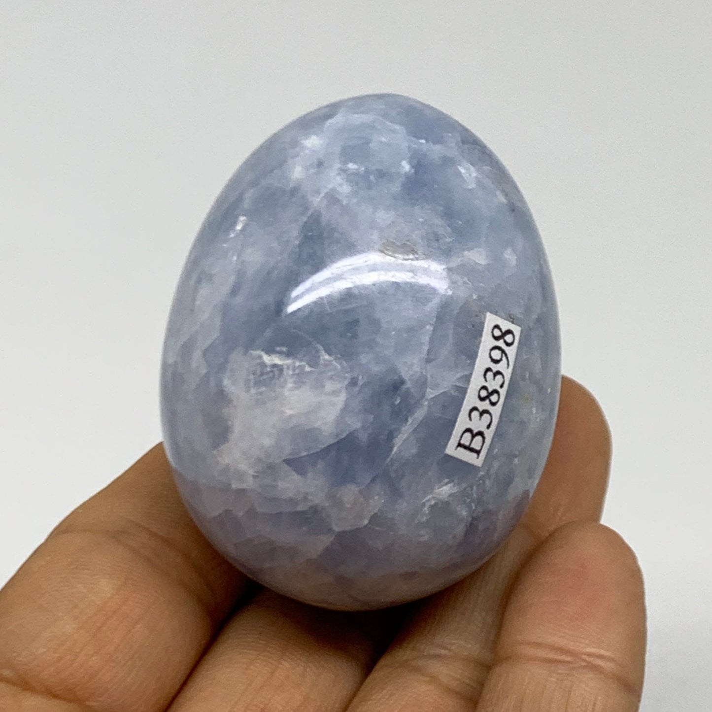 120g, 2"x1.6", Natural Blue Calcite Egg Polished Crystal @Madagascar, B38398