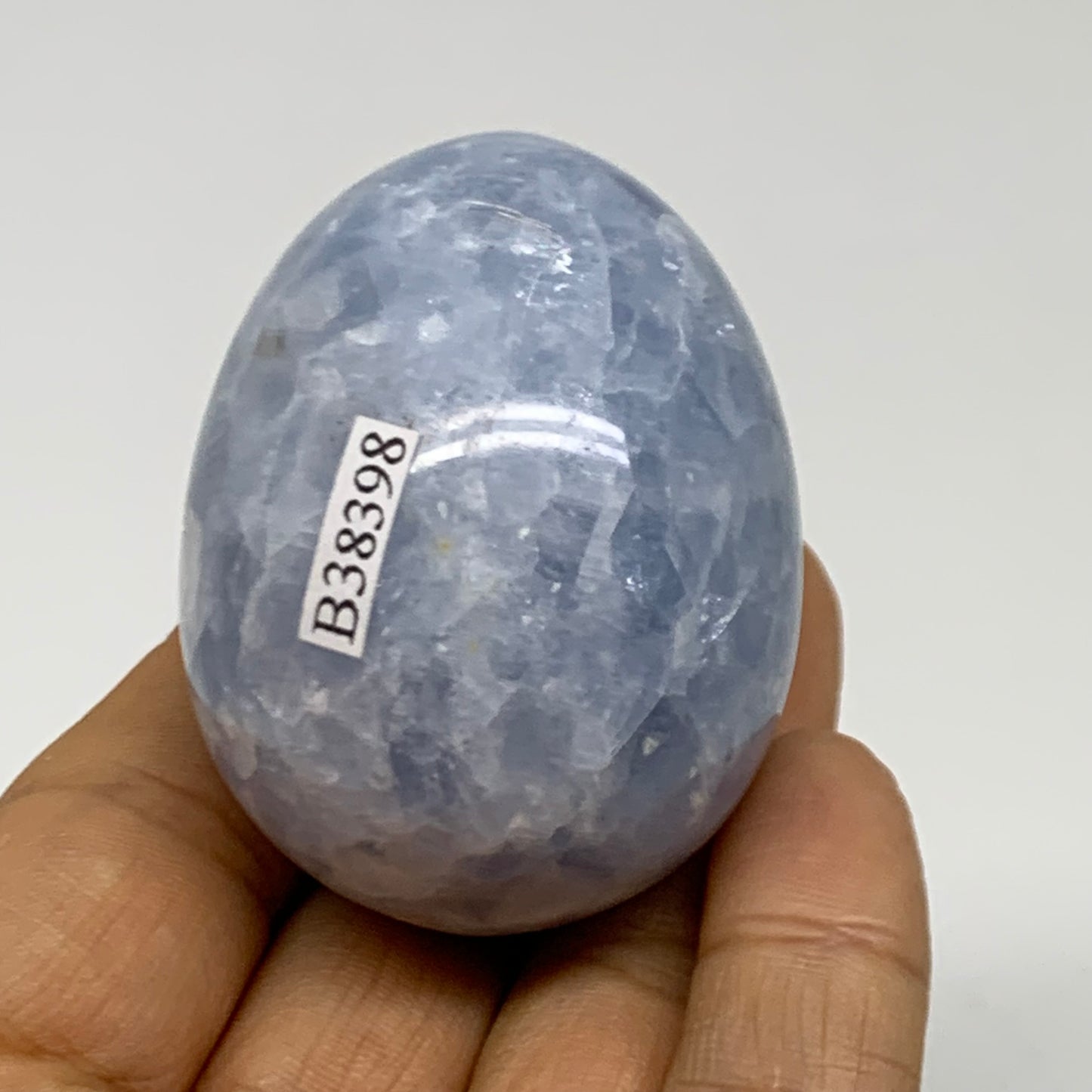 120g, 2"x1.6", Natural Blue Calcite Egg Polished Crystal @Madagascar, B38398