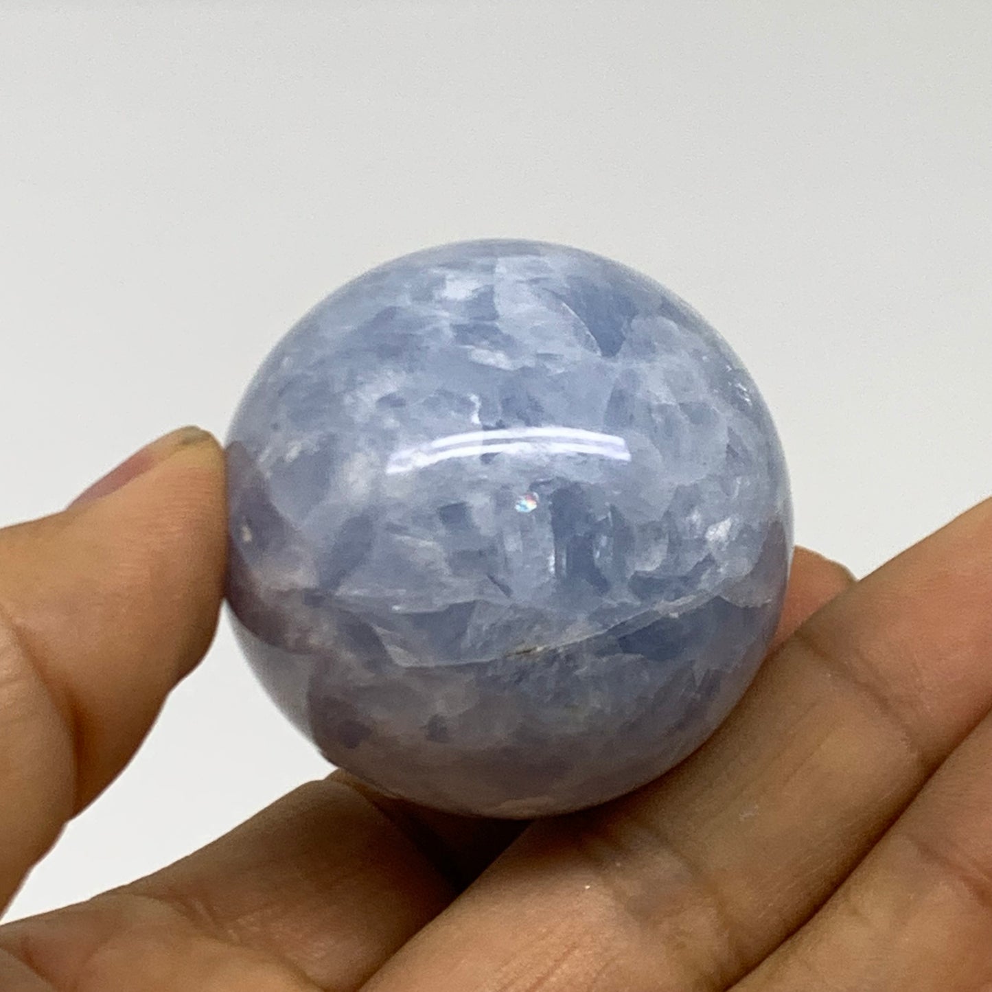 120g, 2"x1.6", Natural Blue Calcite Egg Polished Crystal @Madagascar, B38398