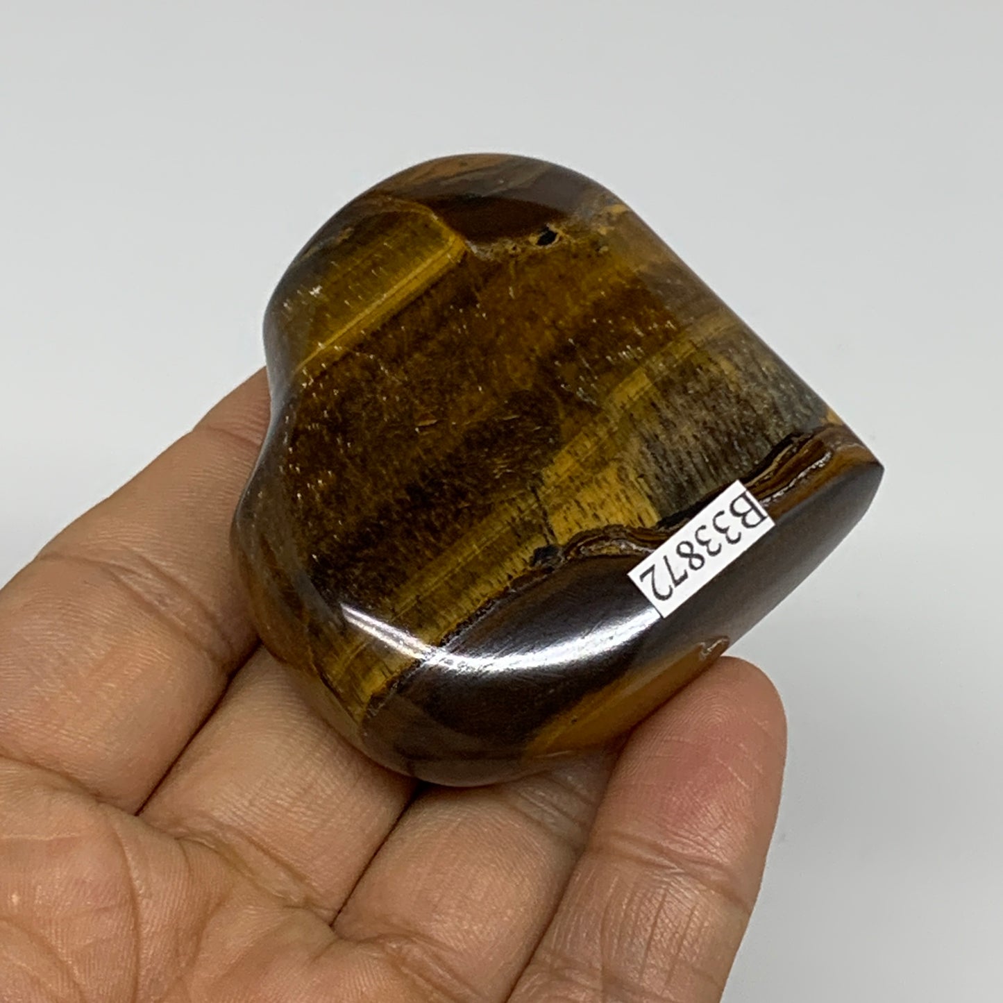 101.4g, 2.1"x2.3"x0.8", Tiger's Eye Heart Polished Healing Crystal @India, B3387