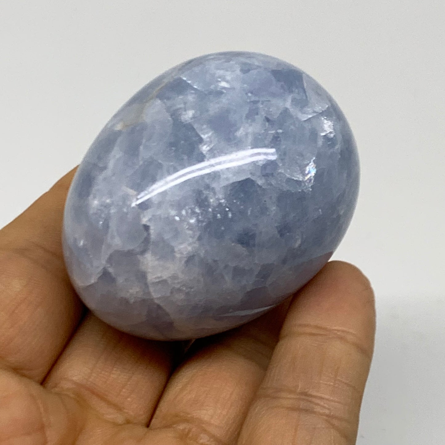 120g, 2"x1.6", Natural Blue Calcite Egg Polished Crystal @Madagascar, B38398