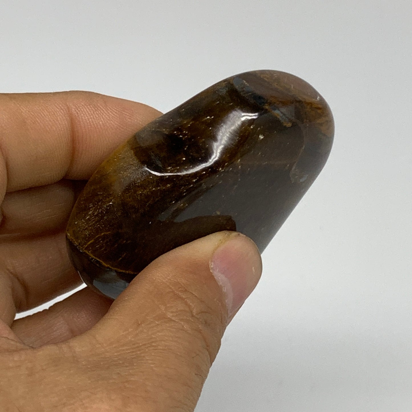 101.4g, 2.1"x2.3"x0.8", Tiger's Eye Heart Polished Healing Crystal @India, B3387