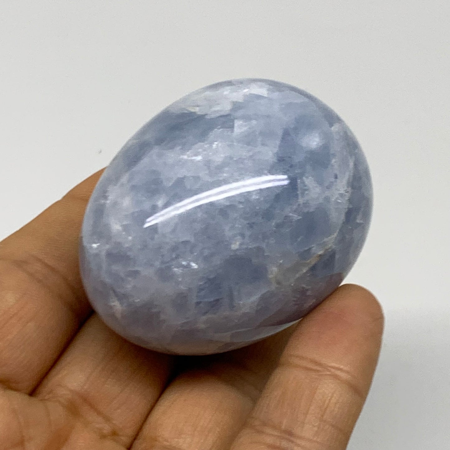 120g, 2"x1.6", Natural Blue Calcite Egg Polished Crystal @Madagascar, B38398