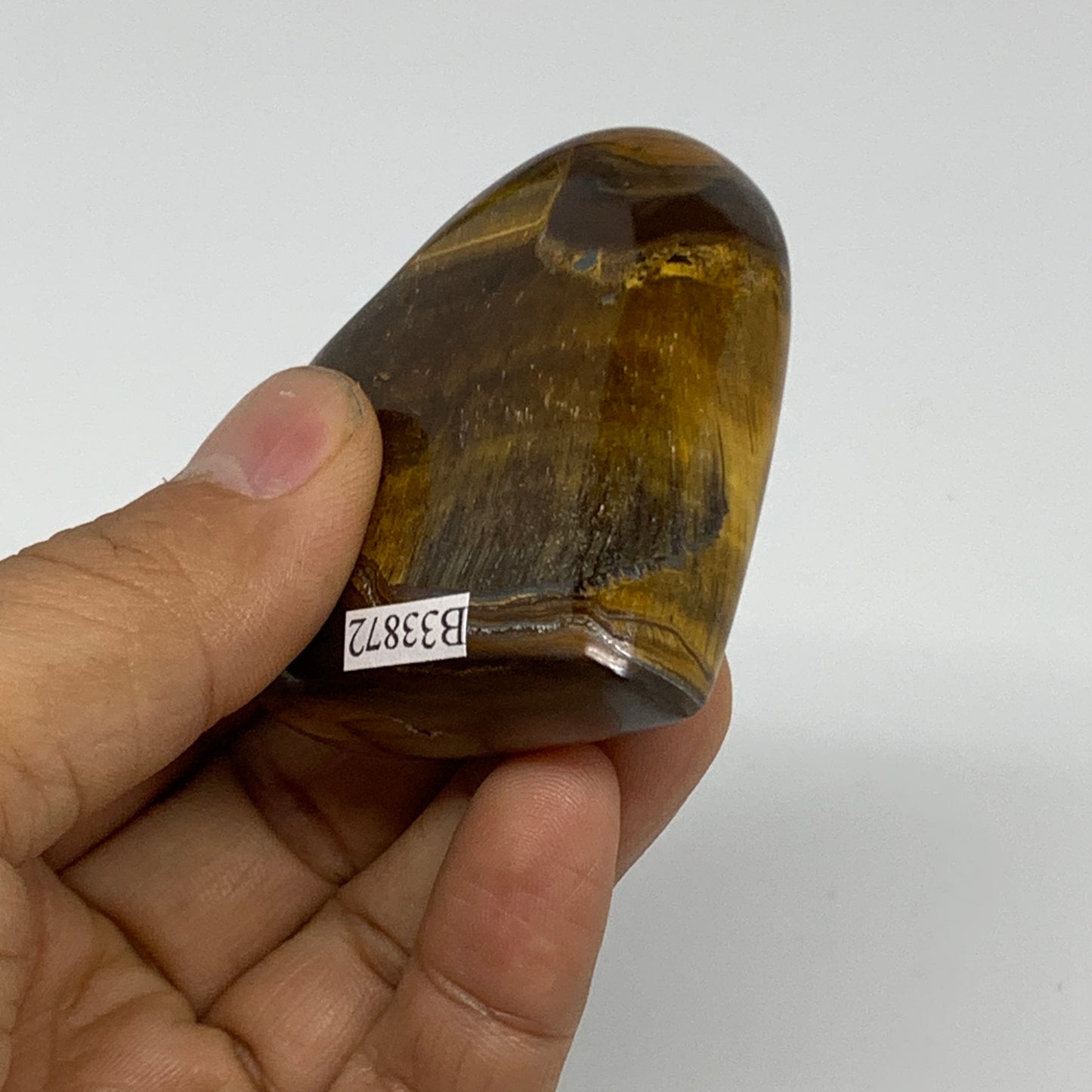 101.4g, 2.1"x2.3"x0.8", Tiger's Eye Heart Polished Healing Crystal @India, B3387