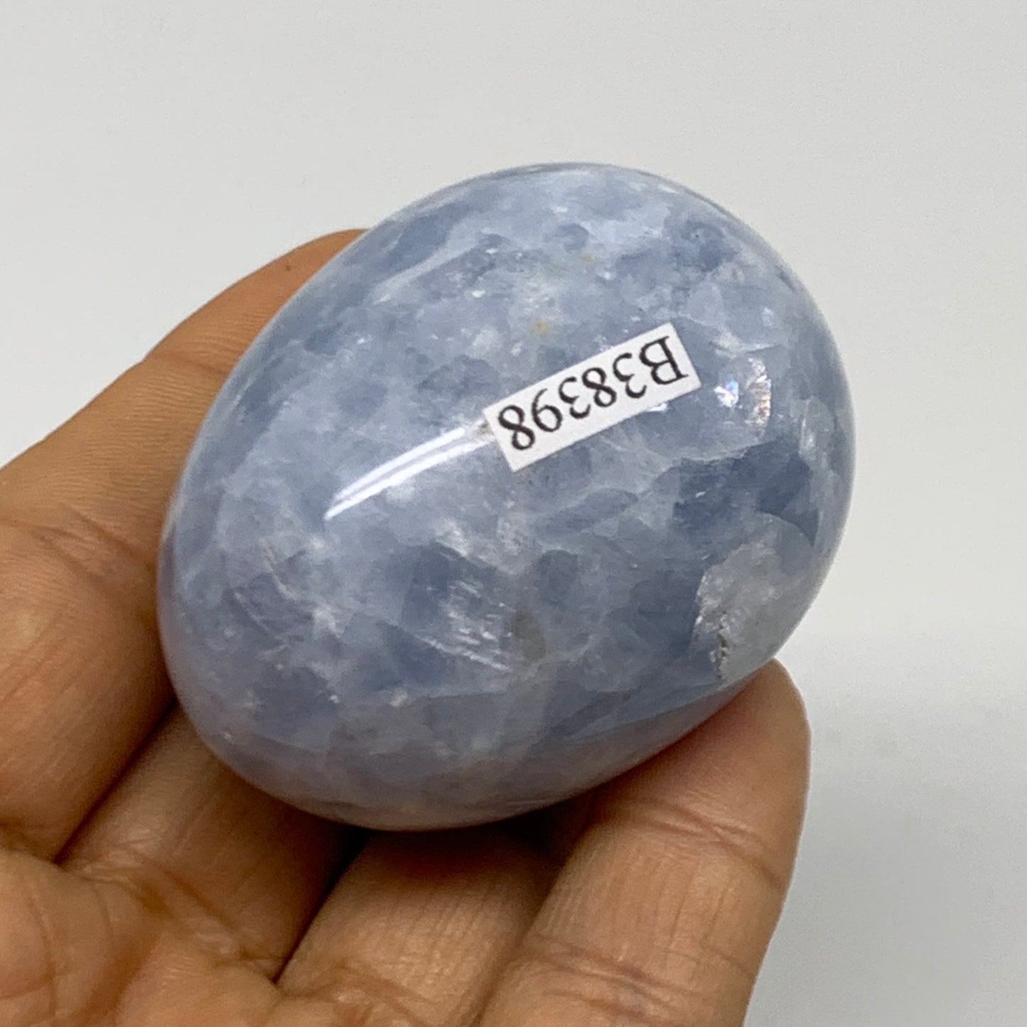 120g, 2"x1.6", Natural Blue Calcite Egg Polished Crystal @Madagascar, B38398