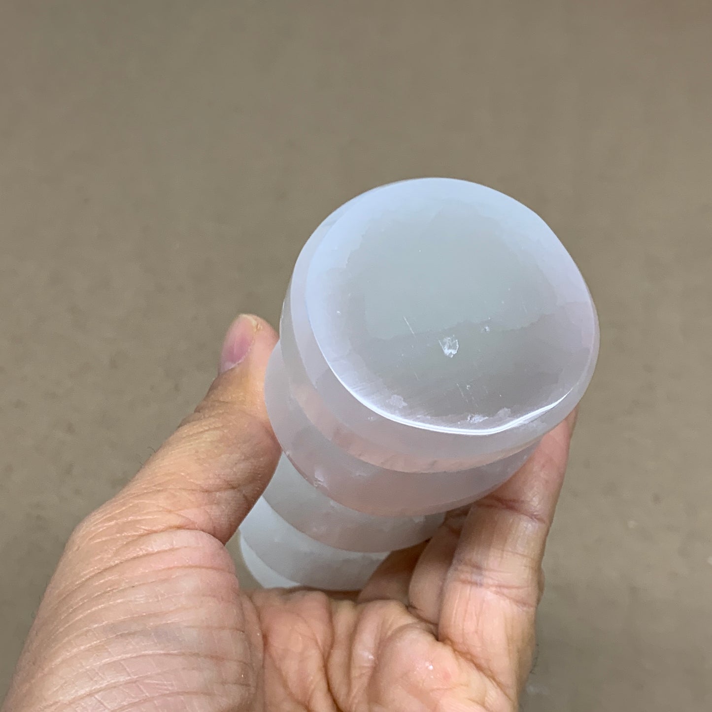 0.93 lbs.,7.25"x1.9", Selenite Spiral Crystal Tower Wand Point, B36618