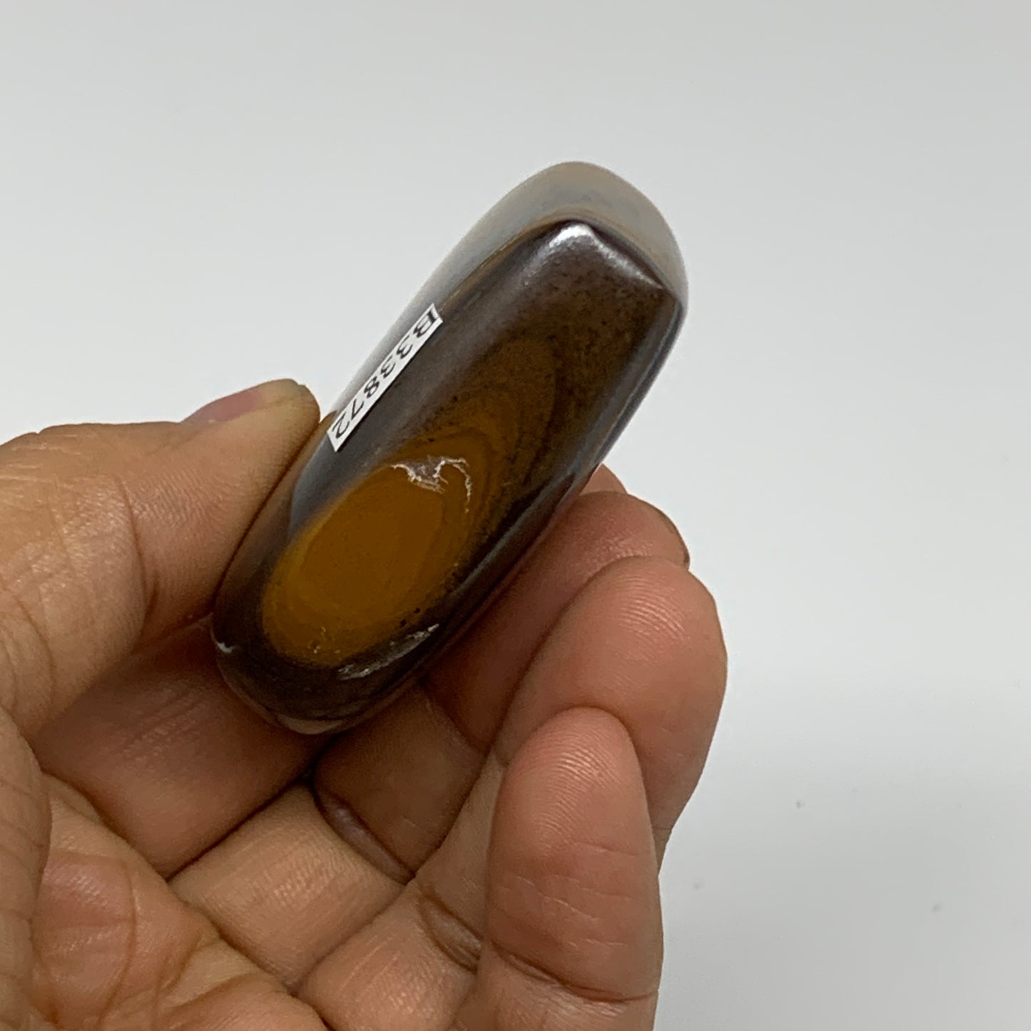 101.4g, 2.1"x2.3"x0.8", Tiger's Eye Heart Polished Healing Crystal @India, B3387