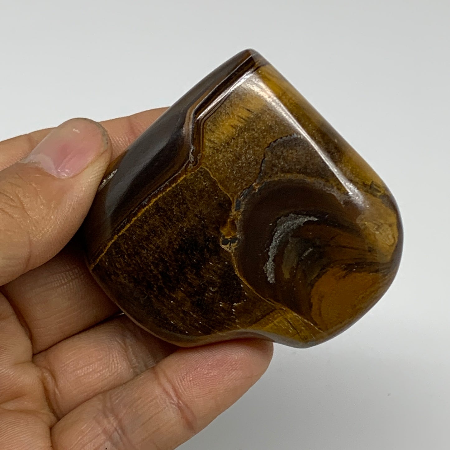 101.4g, 2.1"x2.3"x0.8", Tiger's Eye Heart Polished Healing Crystal @India, B3387