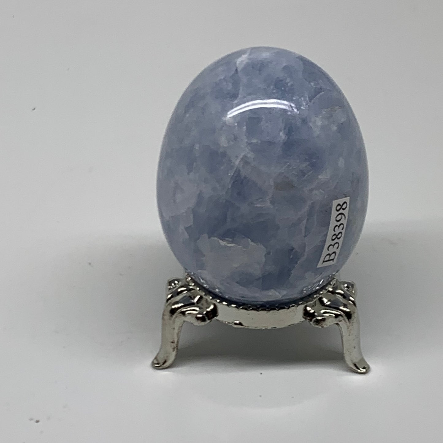 120g, 2"x1.6", Natural Blue Calcite Egg Polished Crystal @Madagascar, B38398