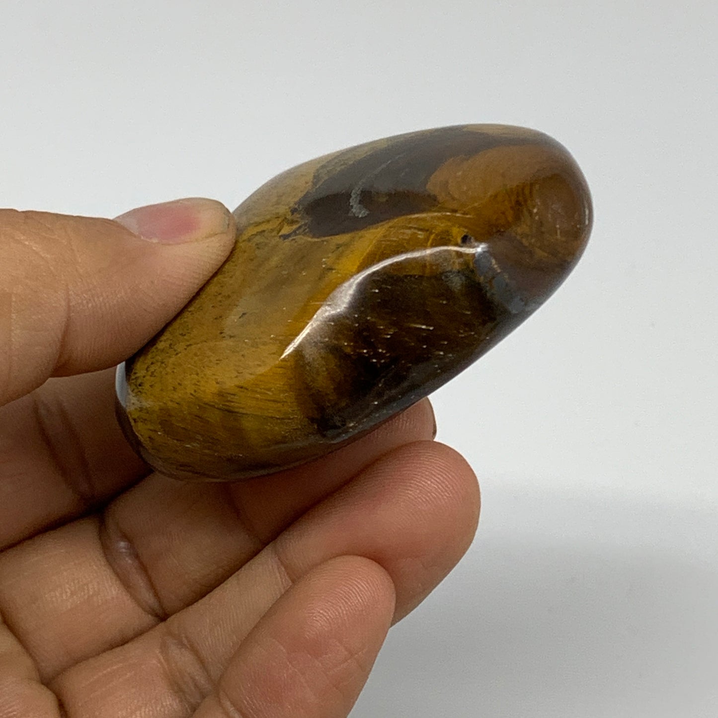 101.4g, 2.1"x2.3"x0.8", Tiger's Eye Heart Polished Healing Crystal @India, B3387