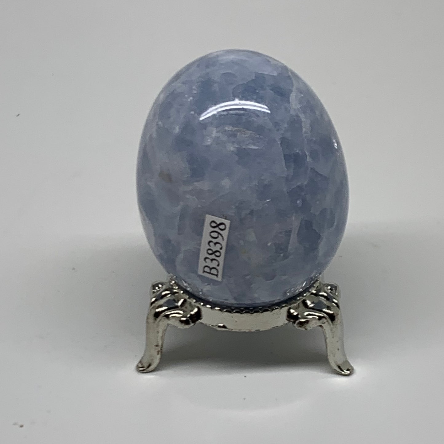 120g, 2"x1.6", Natural Blue Calcite Egg Polished Crystal @Madagascar, B38398