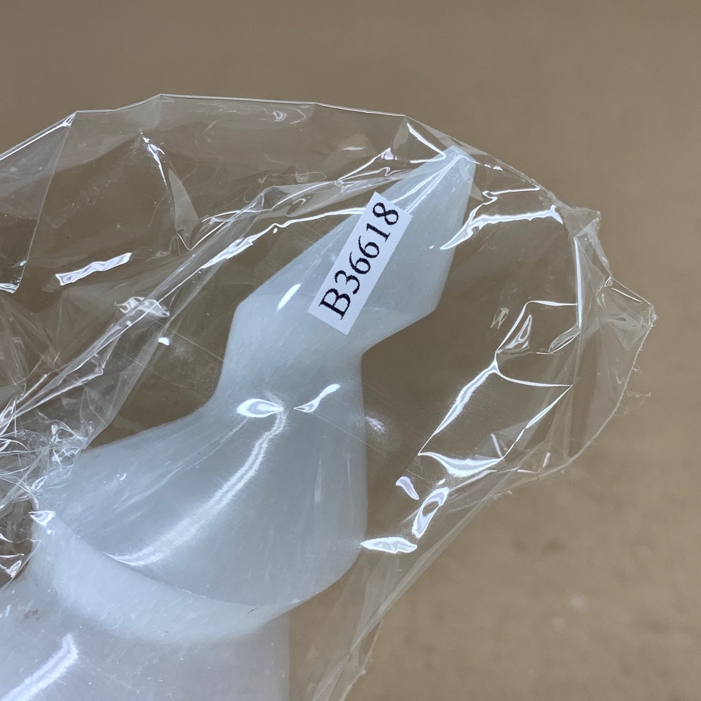 0.93 lbs.,7.25"x1.9", Selenite Spiral Crystal Tower Wand Point, B36618