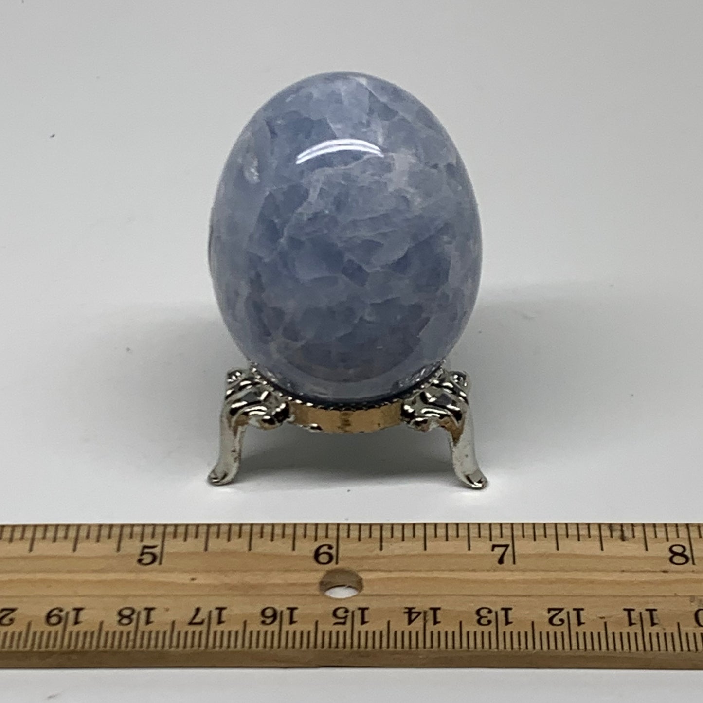 120g, 2"x1.6", Natural Blue Calcite Egg Polished Crystal @Madagascar, B38398