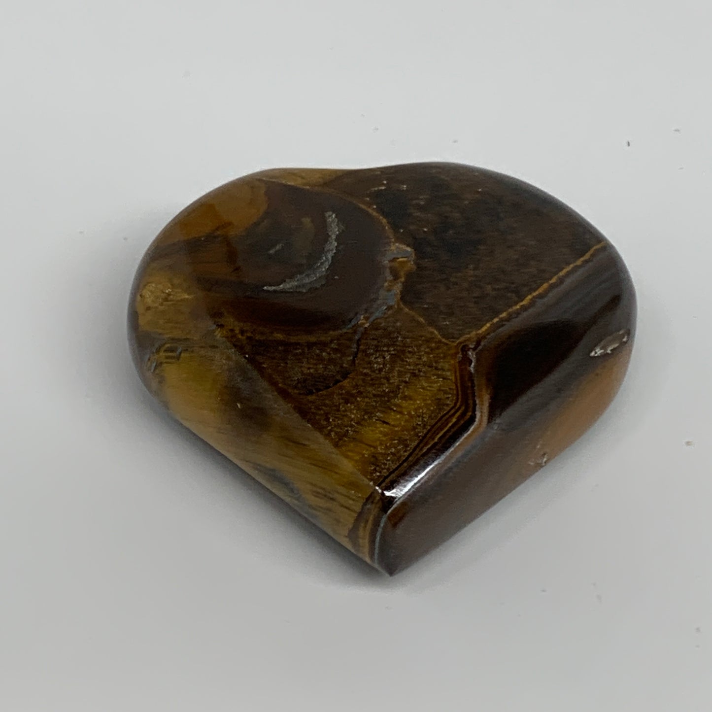 101.4g, 2.1"x2.3"x0.8", Tiger's Eye Heart Polished Healing Crystal @India, B3387
