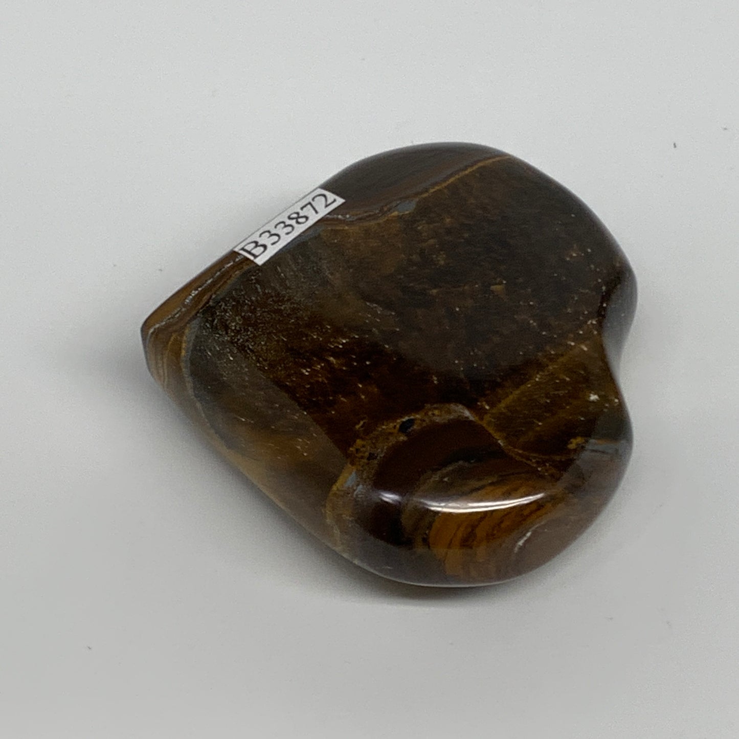 101.4g, 2.1"x2.3"x0.8", Tiger's Eye Heart Polished Healing Crystal @India, B3387