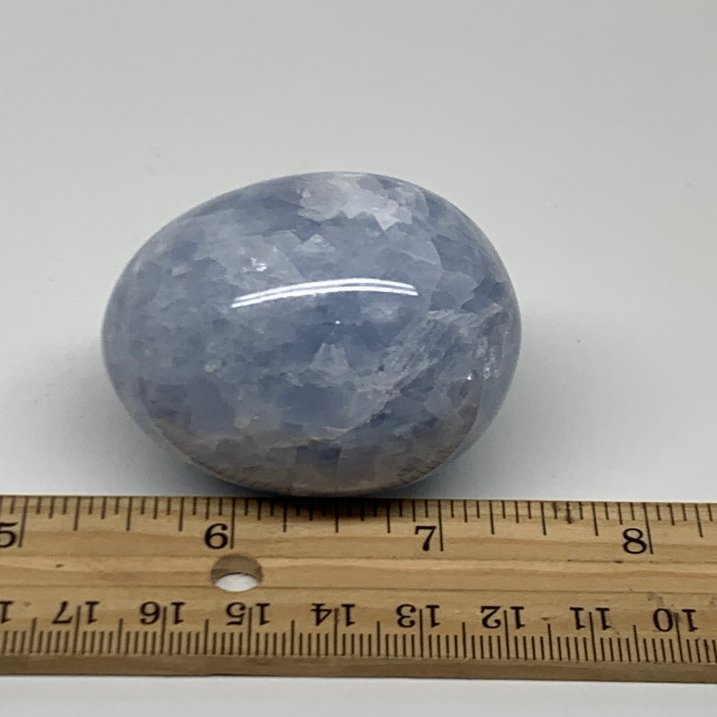 120g, 2"x1.6", Natural Blue Calcite Egg Polished Crystal @Madagascar, B38398
