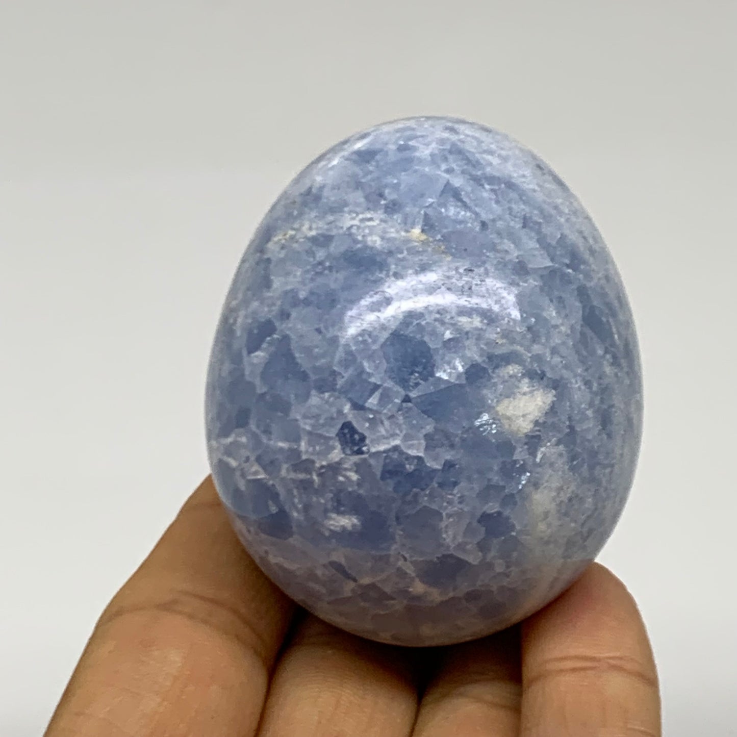 192.3g, 2.3"x1.9", Natural Blue Calcite Egg Polished Crystal @Madagascar, B38399