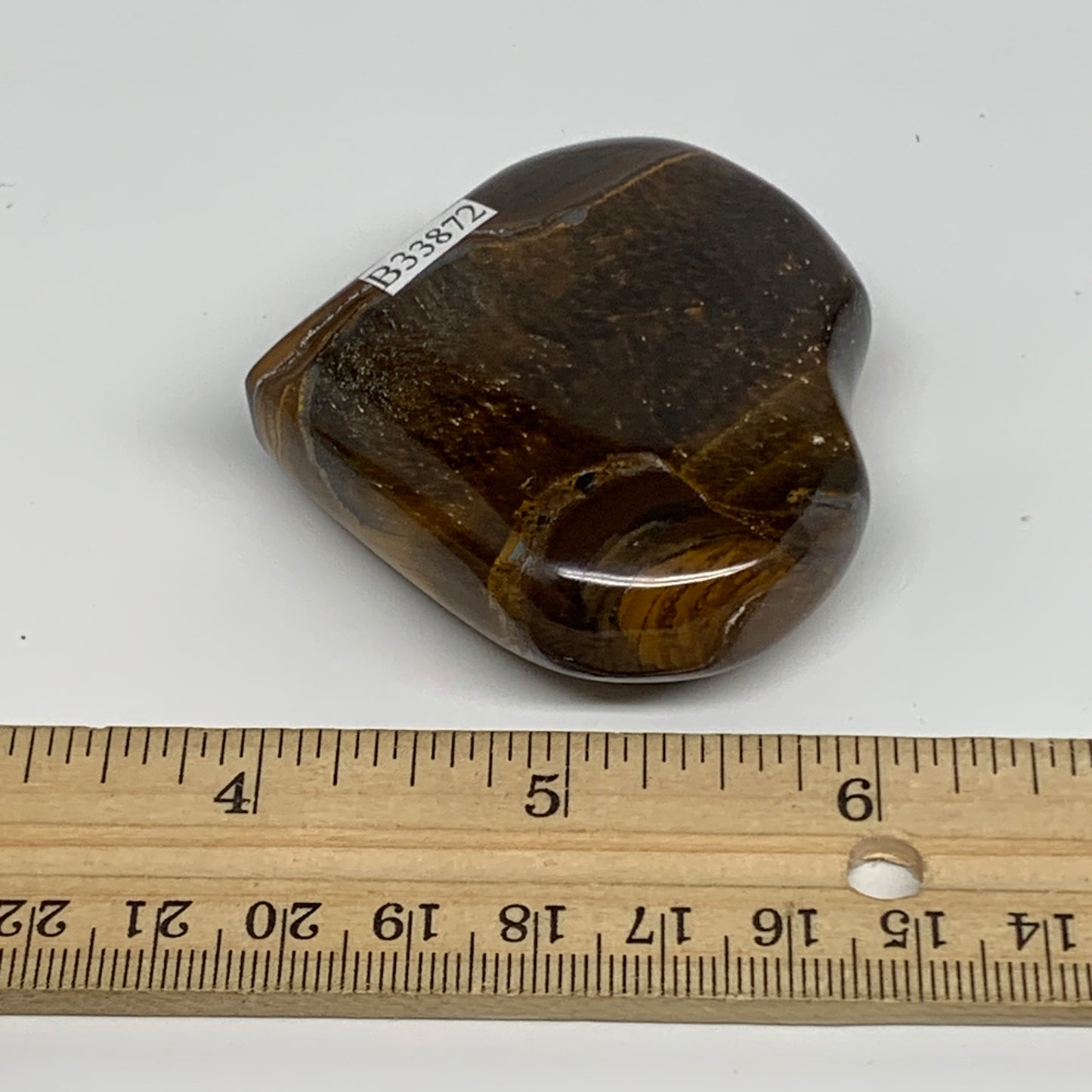 101.4g, 2.1"x2.3"x0.8", Tiger's Eye Heart Polished Healing Crystal @India, B3387