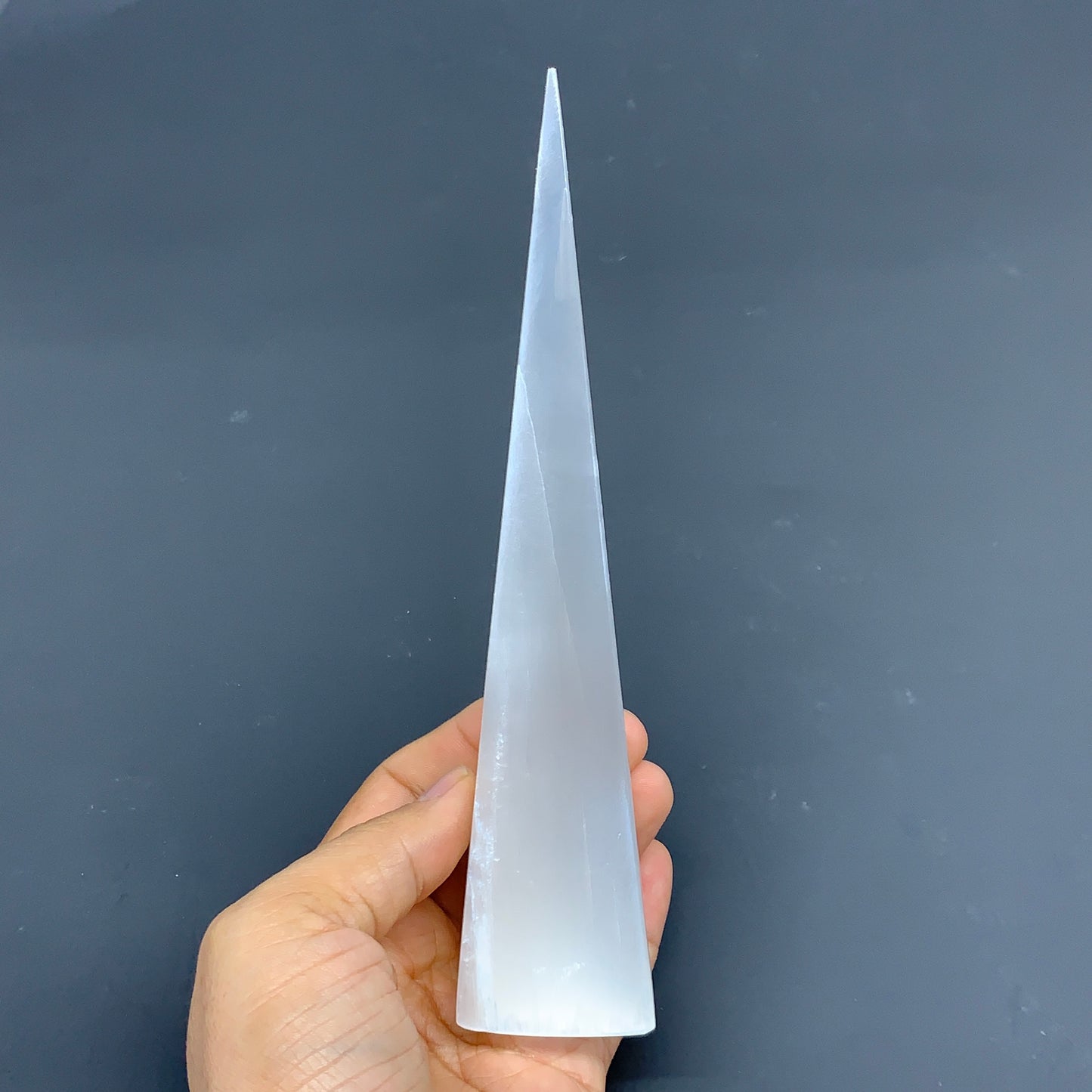 233.5g, 7.25"x1.5", Selenite (Satin Spar) Crystal Crystal Tower Point,B35941