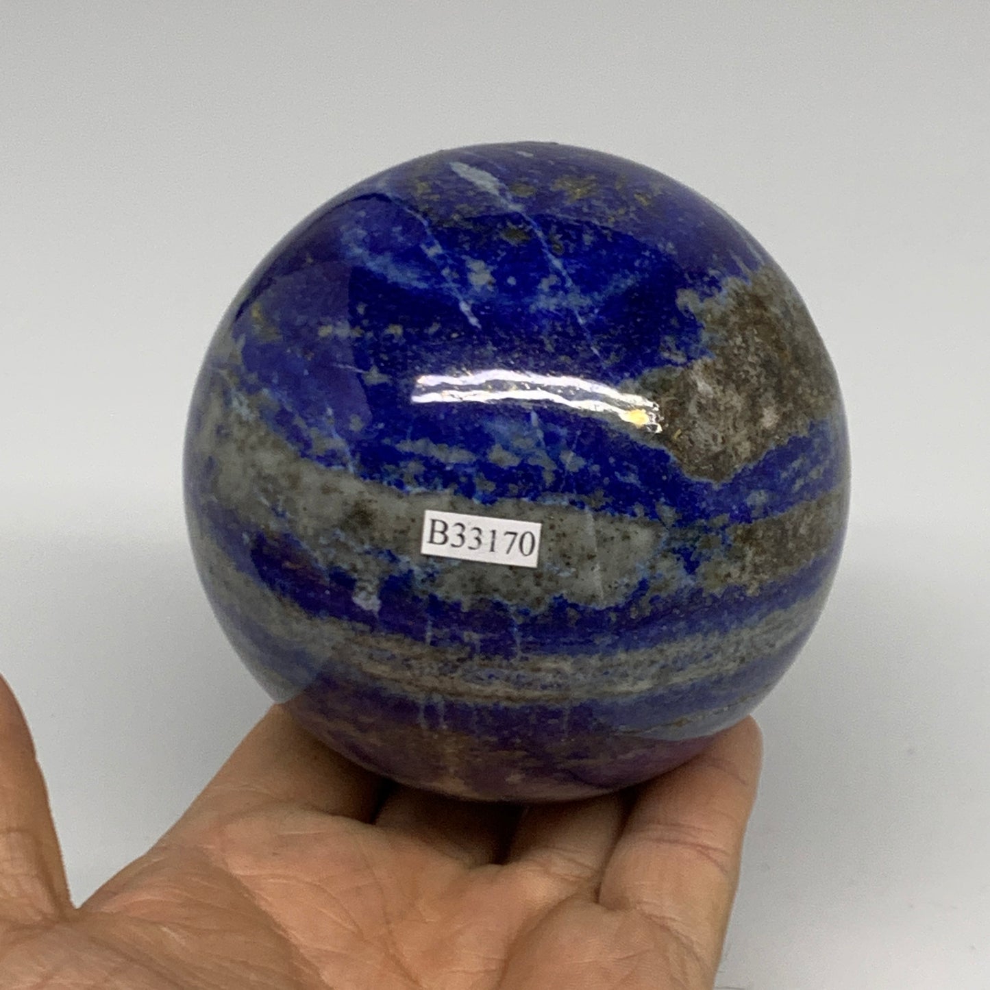 2.29 lbs, 3.4" (86mm), Lapis Lazuli Sphere Ball Gemstone @Afghanistan, B33170