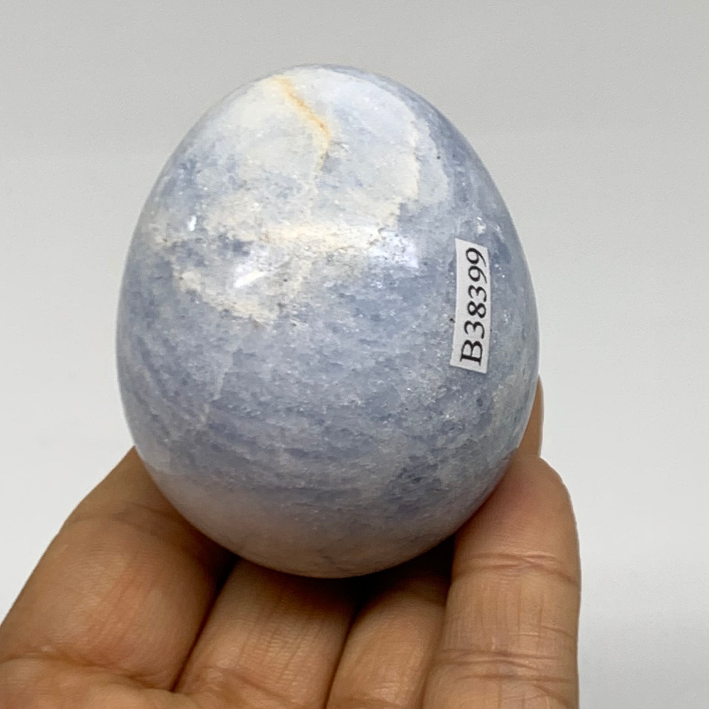 192.3g, 2.3"x1.9", Natural Blue Calcite Egg Polished Crystal @Madagascar, B38399