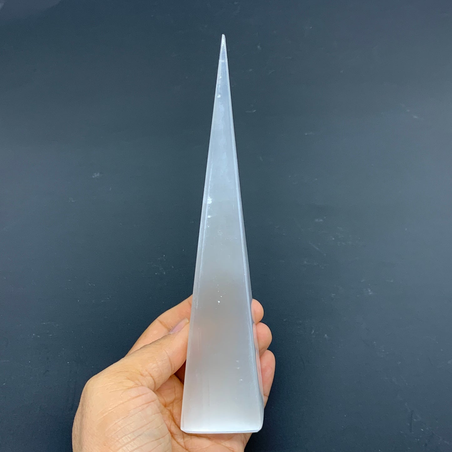 233.5g, 7.25"x1.5", Selenite (Satin Spar) Crystal Crystal Tower Point,B35941