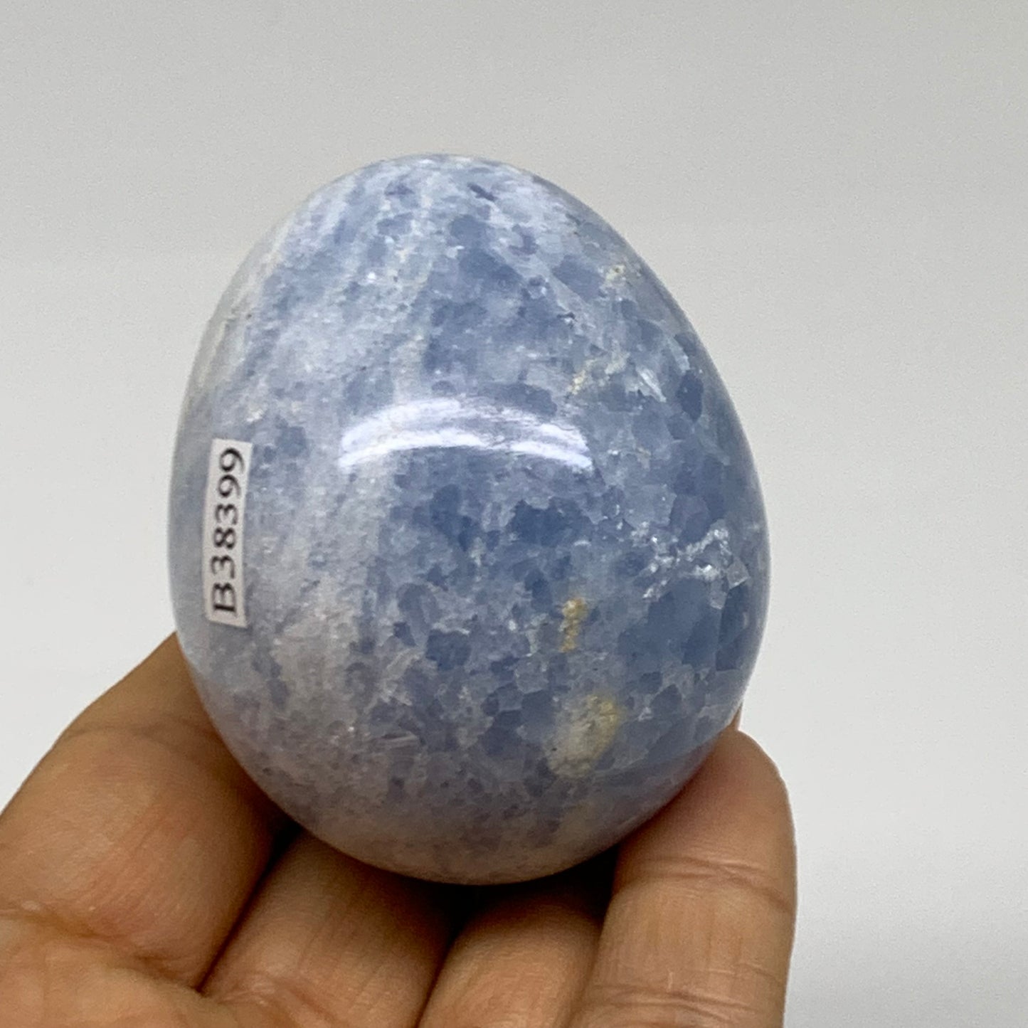 192.3g, 2.3"x1.9", Natural Blue Calcite Egg Polished Crystal @Madagascar, B38399