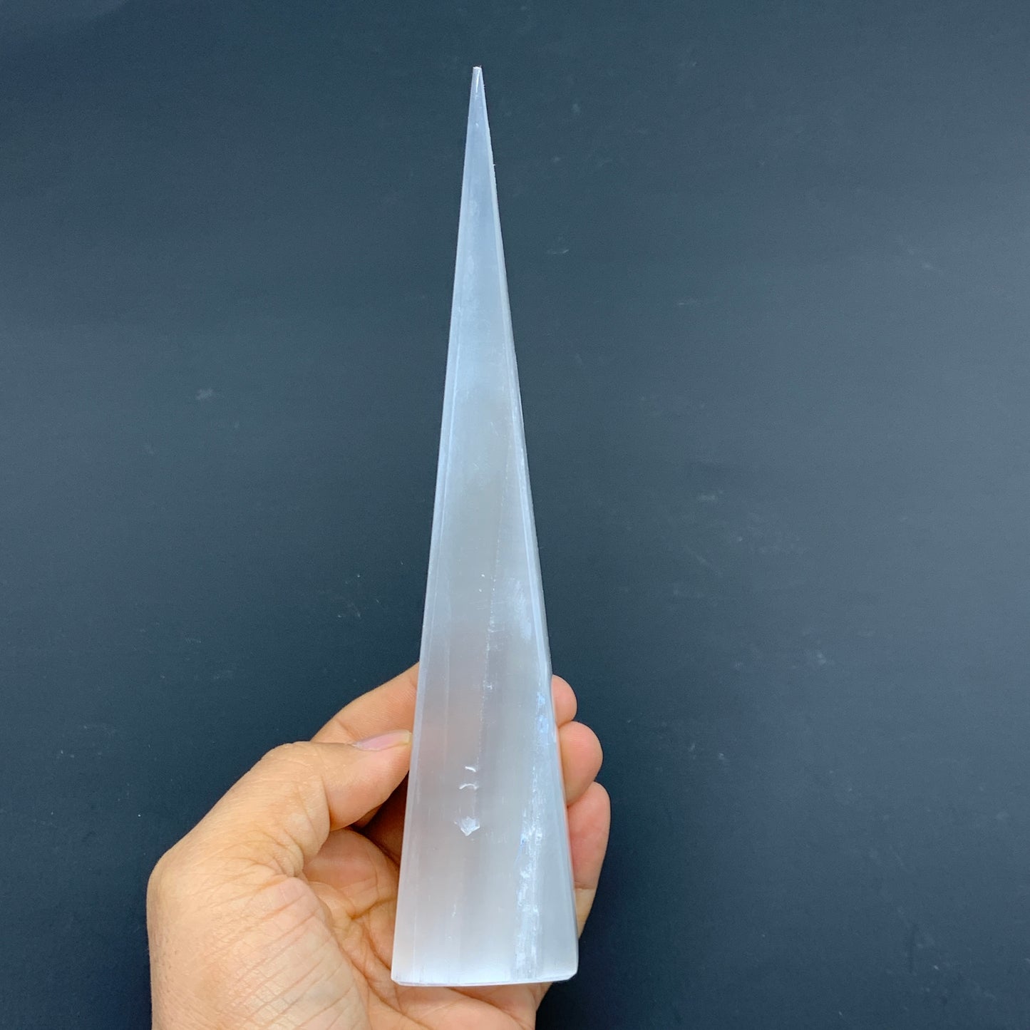 233.5g, 7.25"x1.5", Selenite (Satin Spar) Crystal Crystal Tower Point,B35941