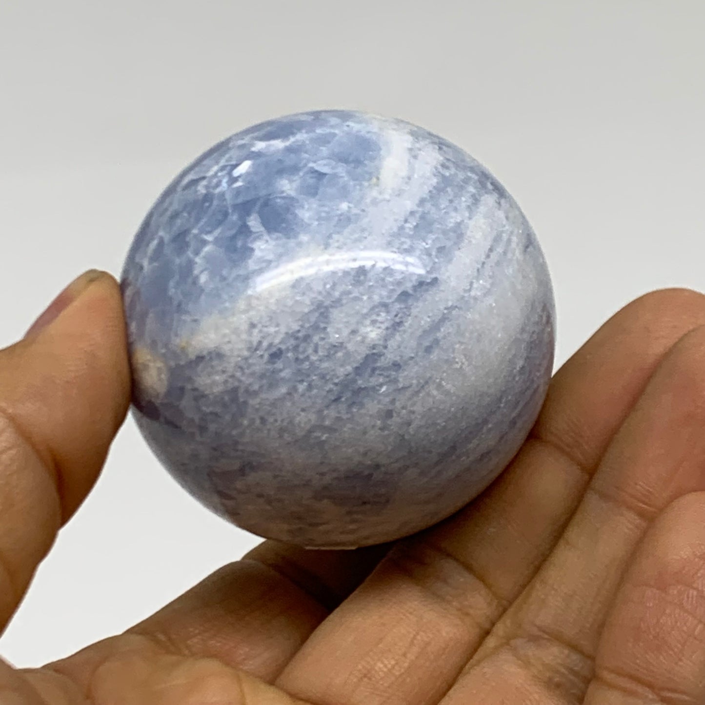 192.3g, 2.3"x1.9", Natural Blue Calcite Egg Polished Crystal @Madagascar, B38399