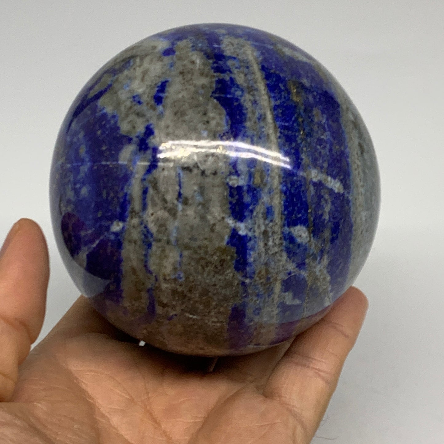 2.29 lbs, 3.4" (86mm), Lapis Lazuli Sphere Ball Gemstone @Afghanistan, B33170