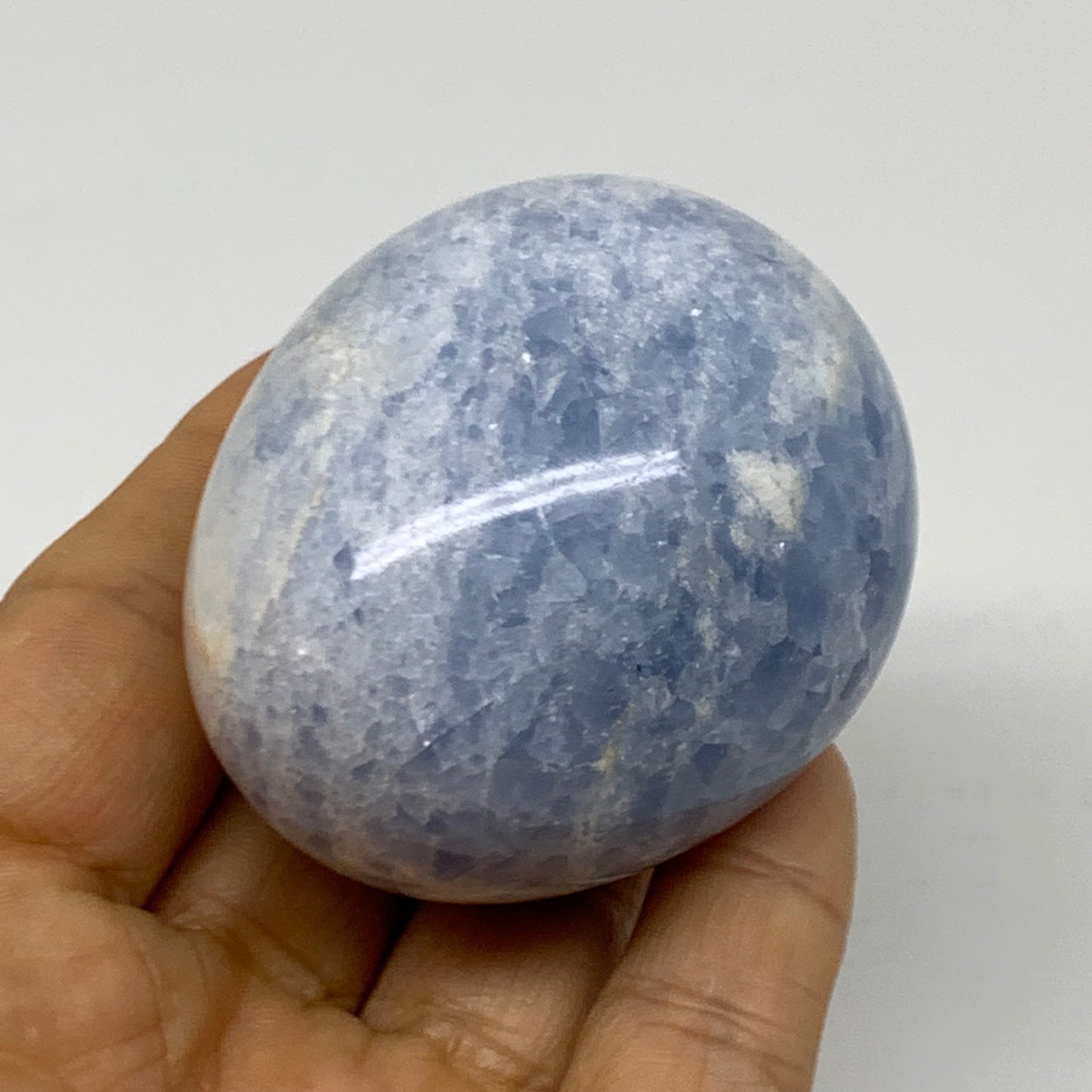 192.3g, 2.3"x1.9", Natural Blue Calcite Egg Polished Crystal @Madagascar, B38399