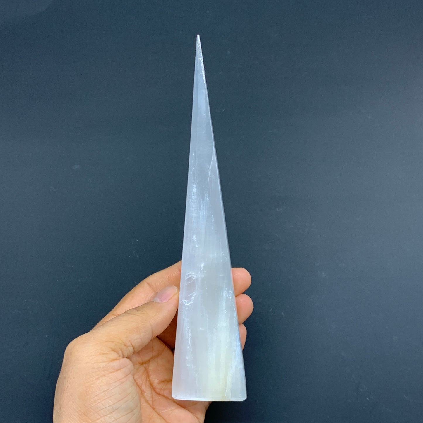 233.5g, 7.25"x1.5", Selenite (Satin Spar) Crystal Crystal Tower Point,B35941