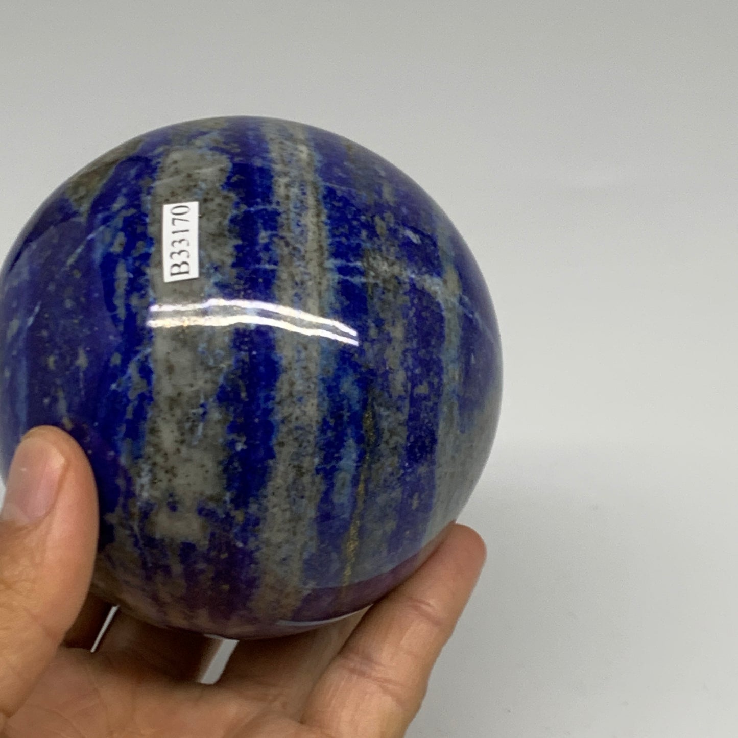 2.29 lbs, 3.4" (86mm), Lapis Lazuli Sphere Ball Gemstone @Afghanistan, B33170