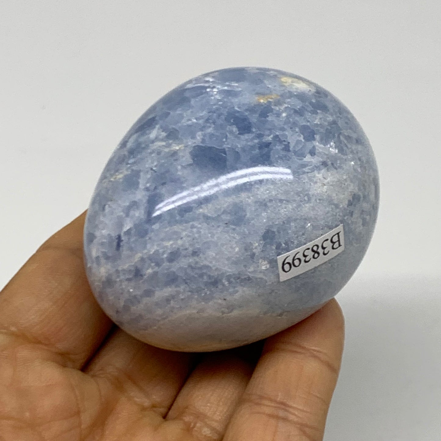 192.3g, 2.3"x1.9", Natural Blue Calcite Egg Polished Crystal @Madagascar, B38399