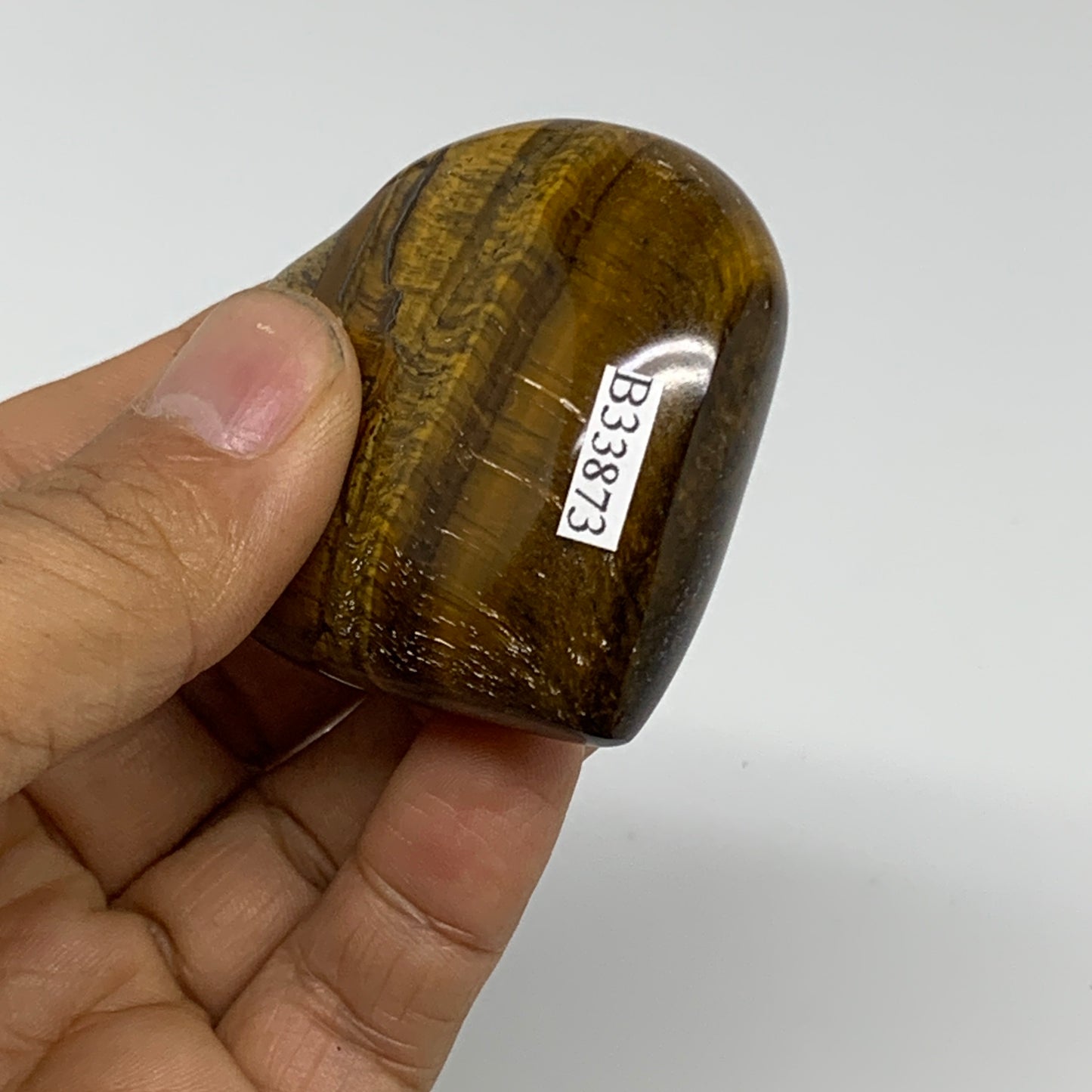 82.8g, 2"x2.1"x0.8", Tiger's Eye Heart Polished Healing Crystal @India, B33873