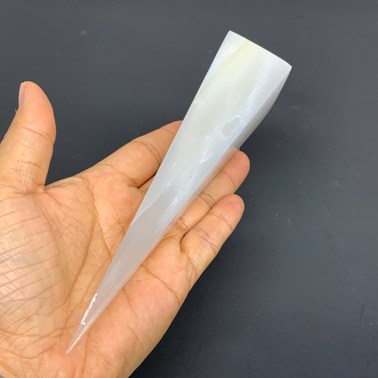 233.5g, 7.25"x1.5", Selenite (Satin Spar) Crystal Crystal Tower Point,B35941