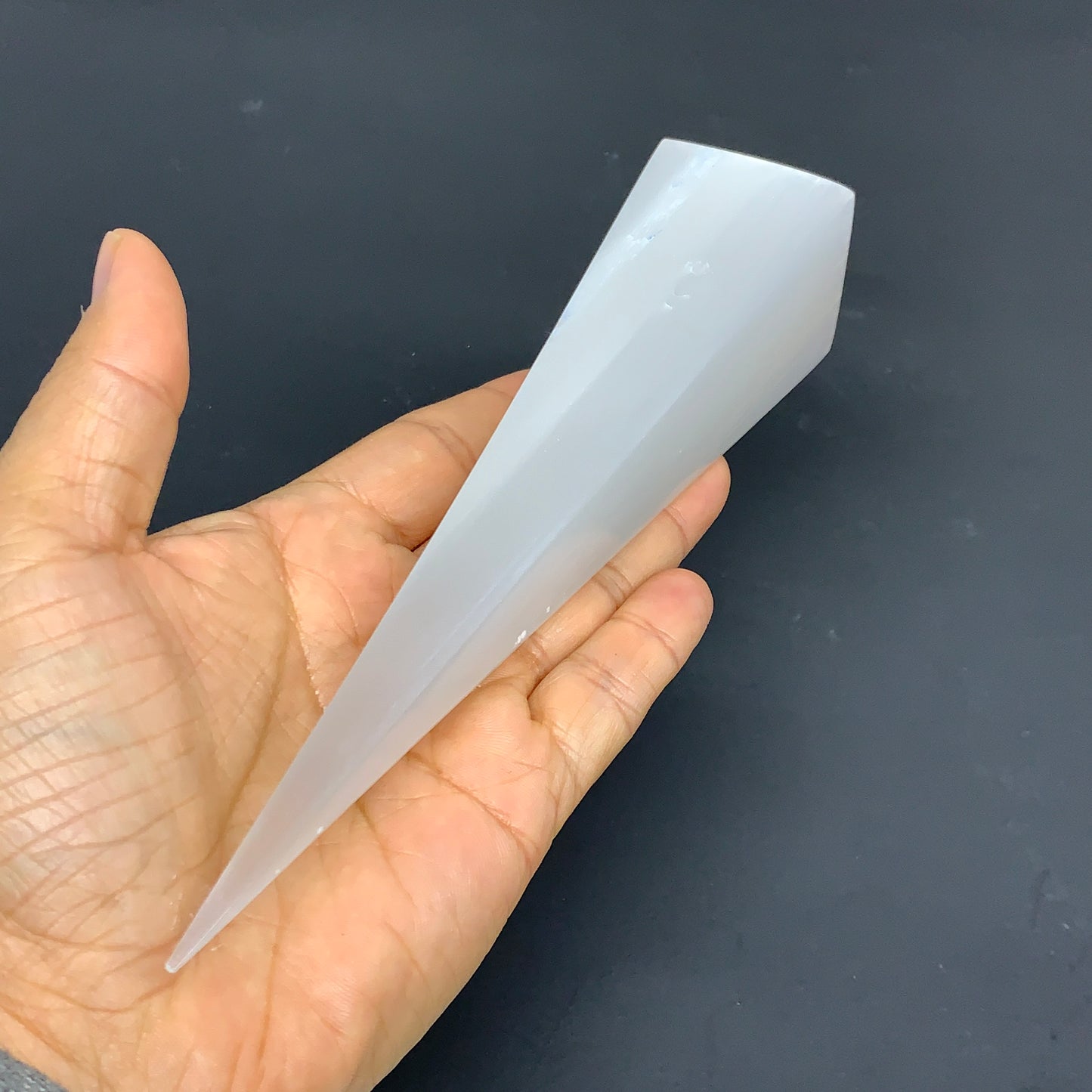 233.5g, 7.25"x1.5", Selenite (Satin Spar) Crystal Crystal Tower Point,B35941