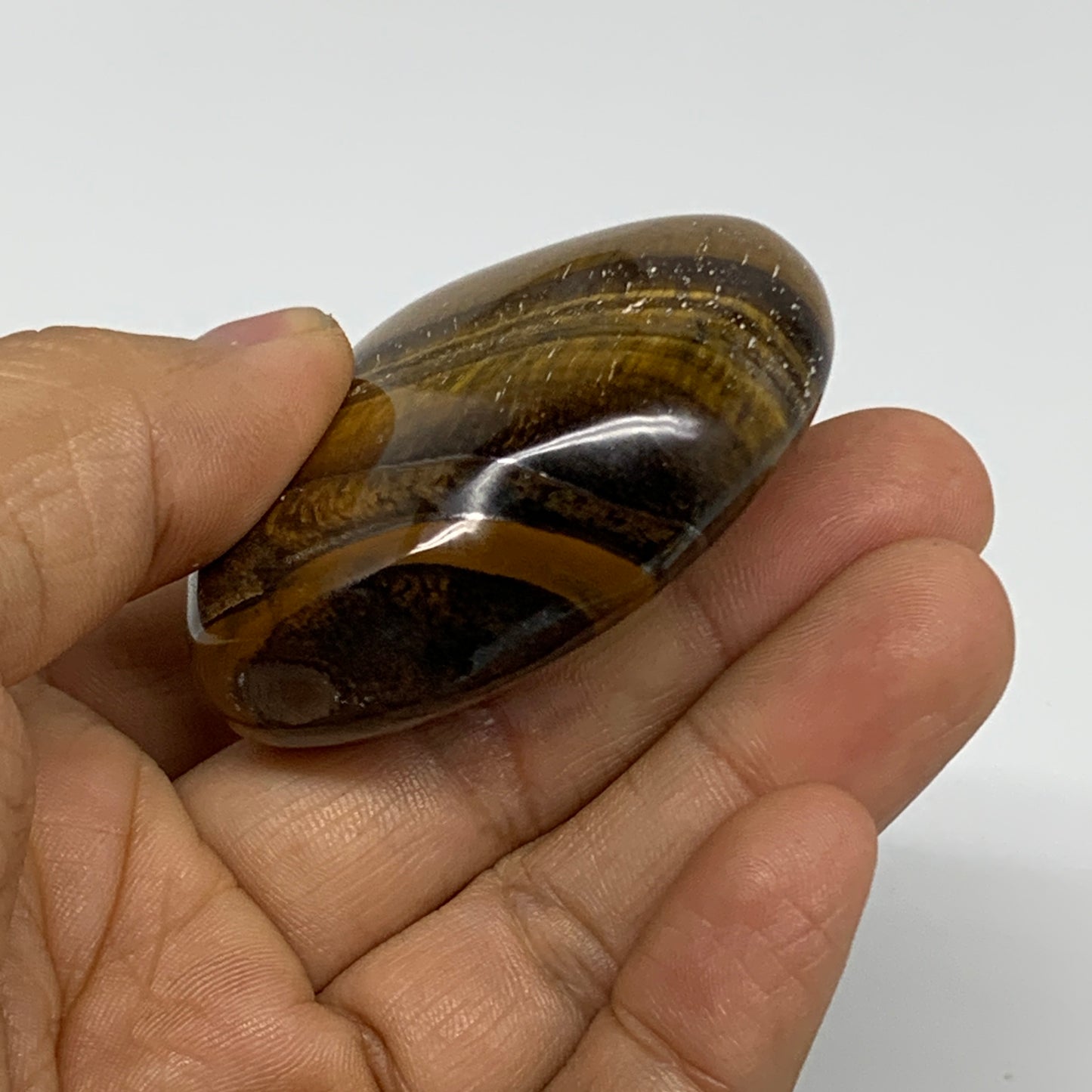82.8g, 2"x2.1"x0.8", Tiger's Eye Heart Polished Healing Crystal @India, B33873