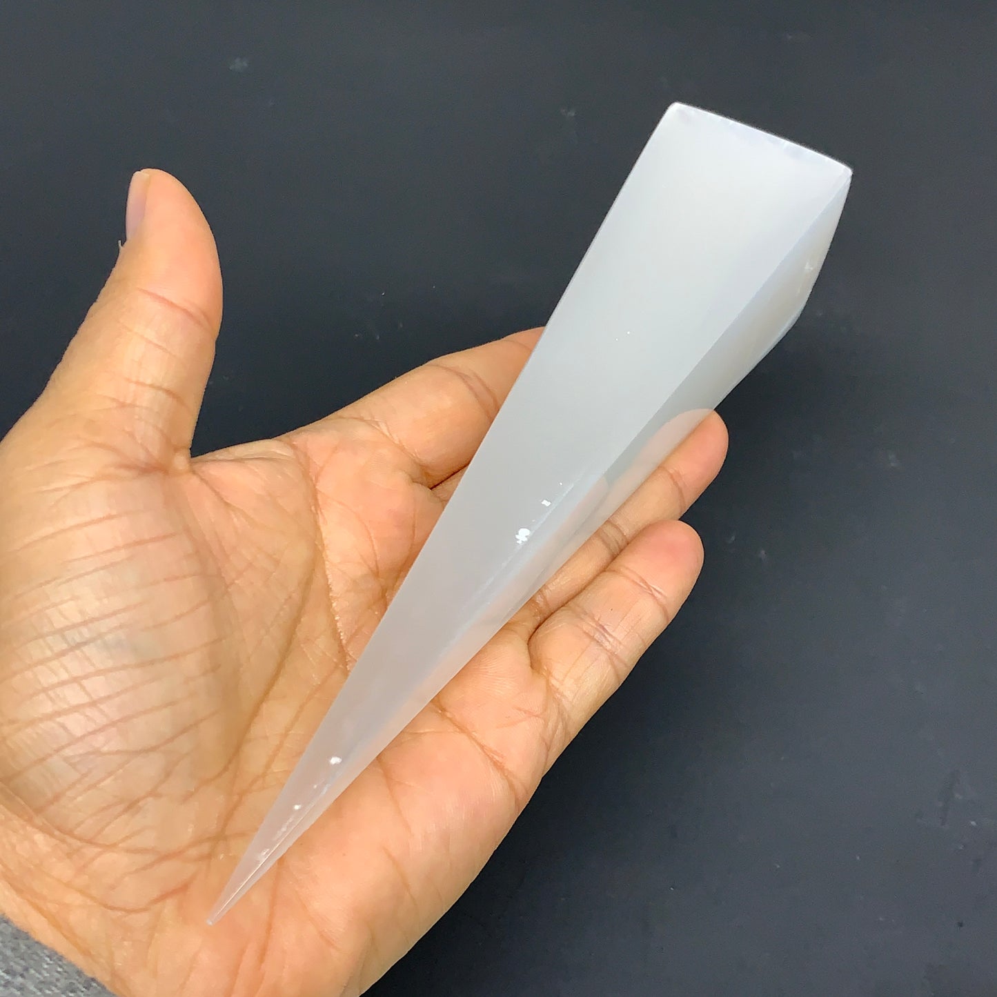 233.5g, 7.25"x1.5", Selenite (Satin Spar) Crystal Crystal Tower Point,B35941