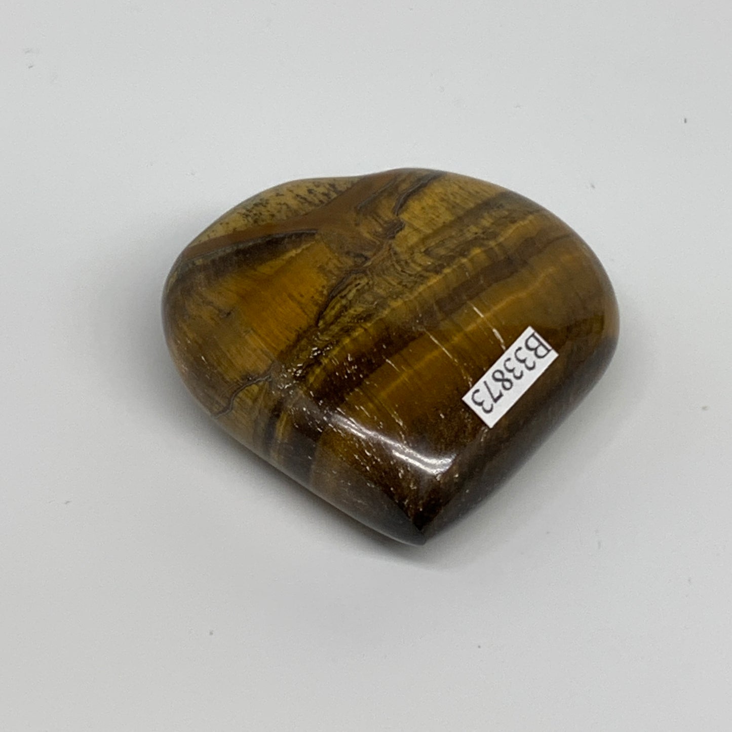 82.8g, 2"x2.1"x0.8", Tiger's Eye Heart Polished Healing Crystal @India, B33873