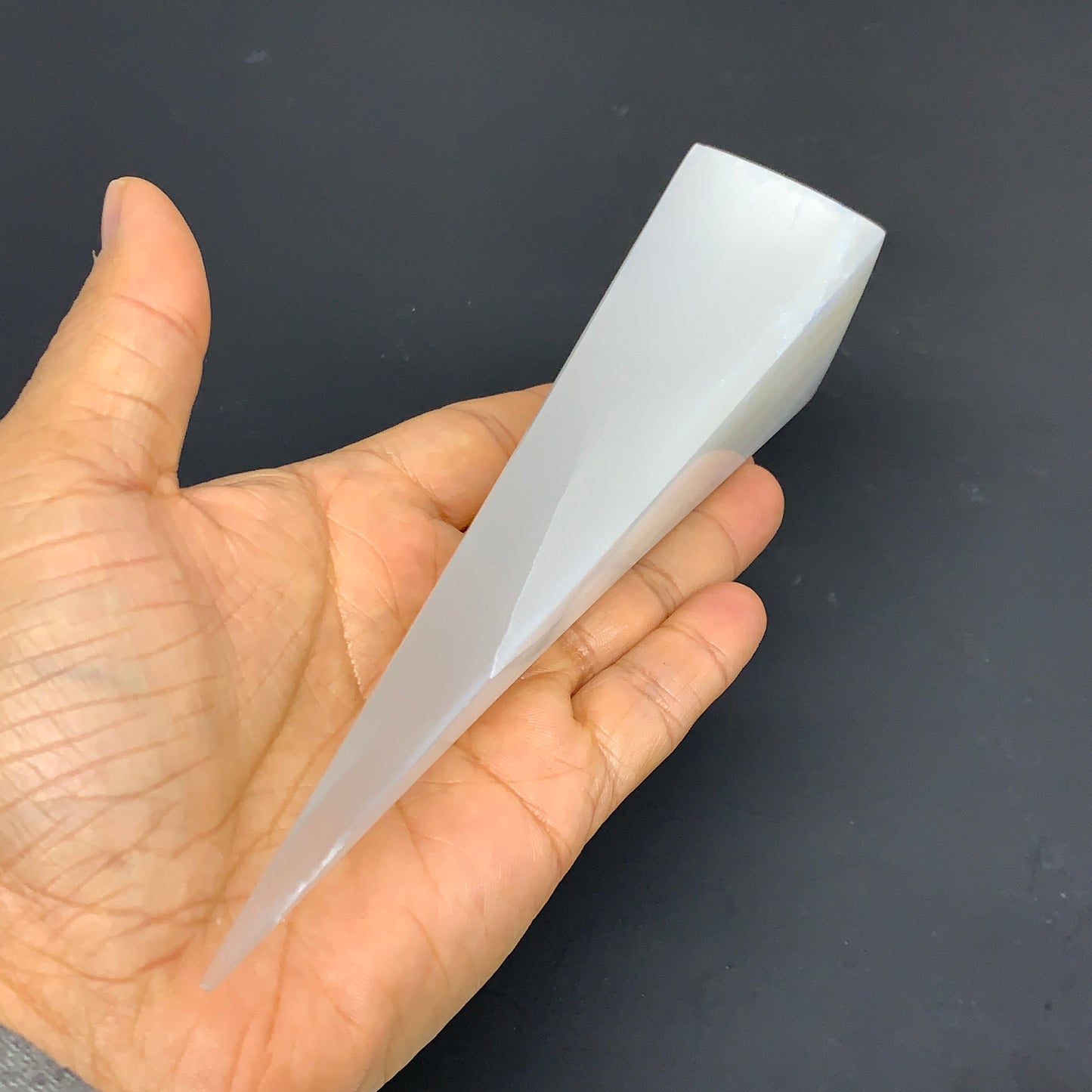 233.5g, 7.25"x1.5", Selenite (Satin Spar) Crystal Crystal Tower Point,B35941